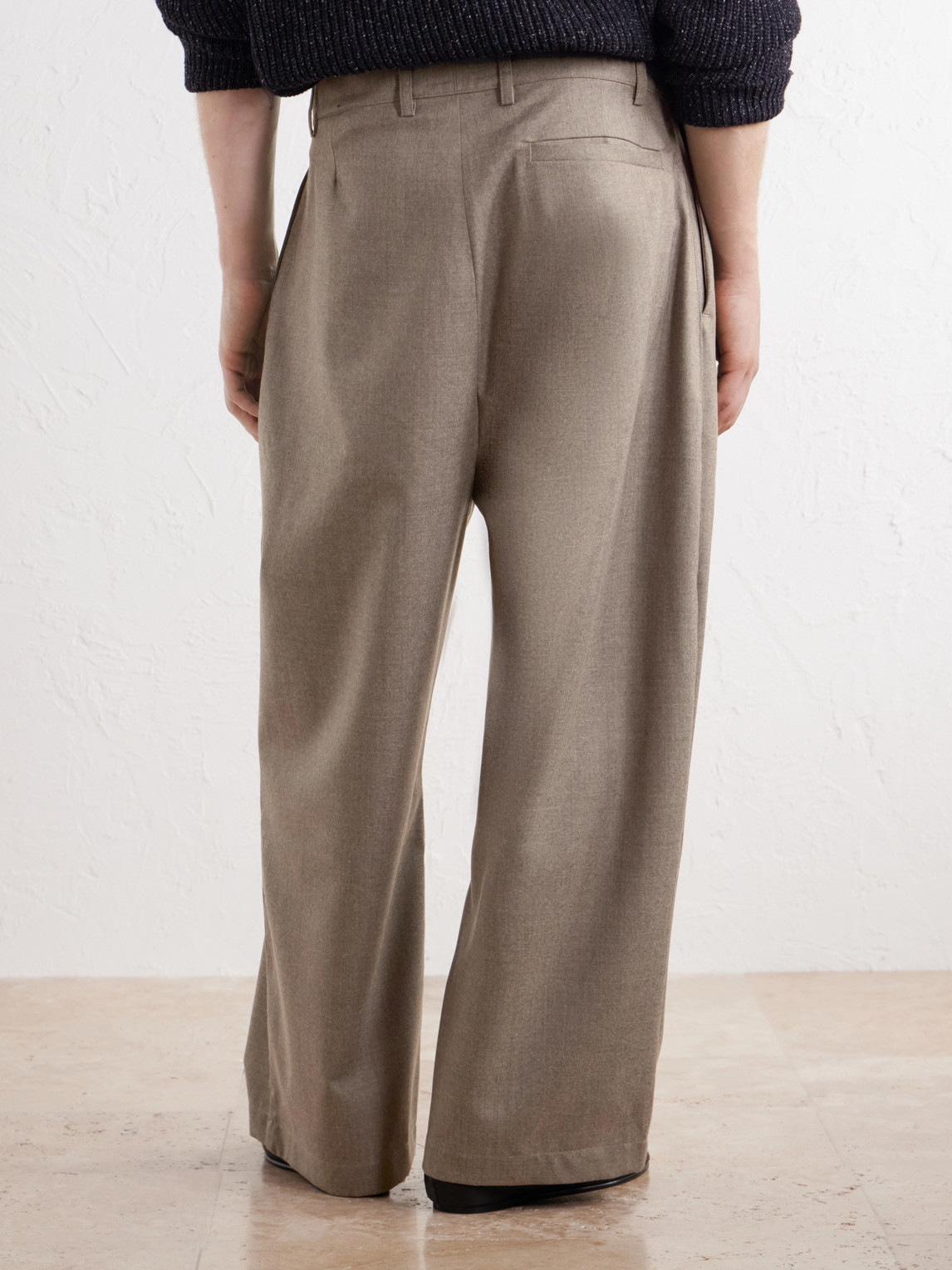 Yesa Wide-Leg Pleated Mélange Virgin Wool-Twill Trousers