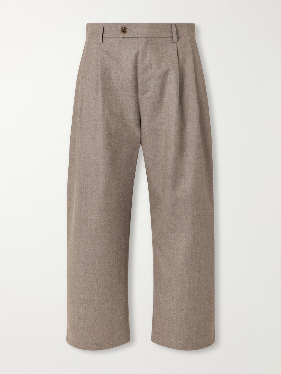 Yesa Wide-Leg Pleated Mélange Virgin Wool-Twill Trousers