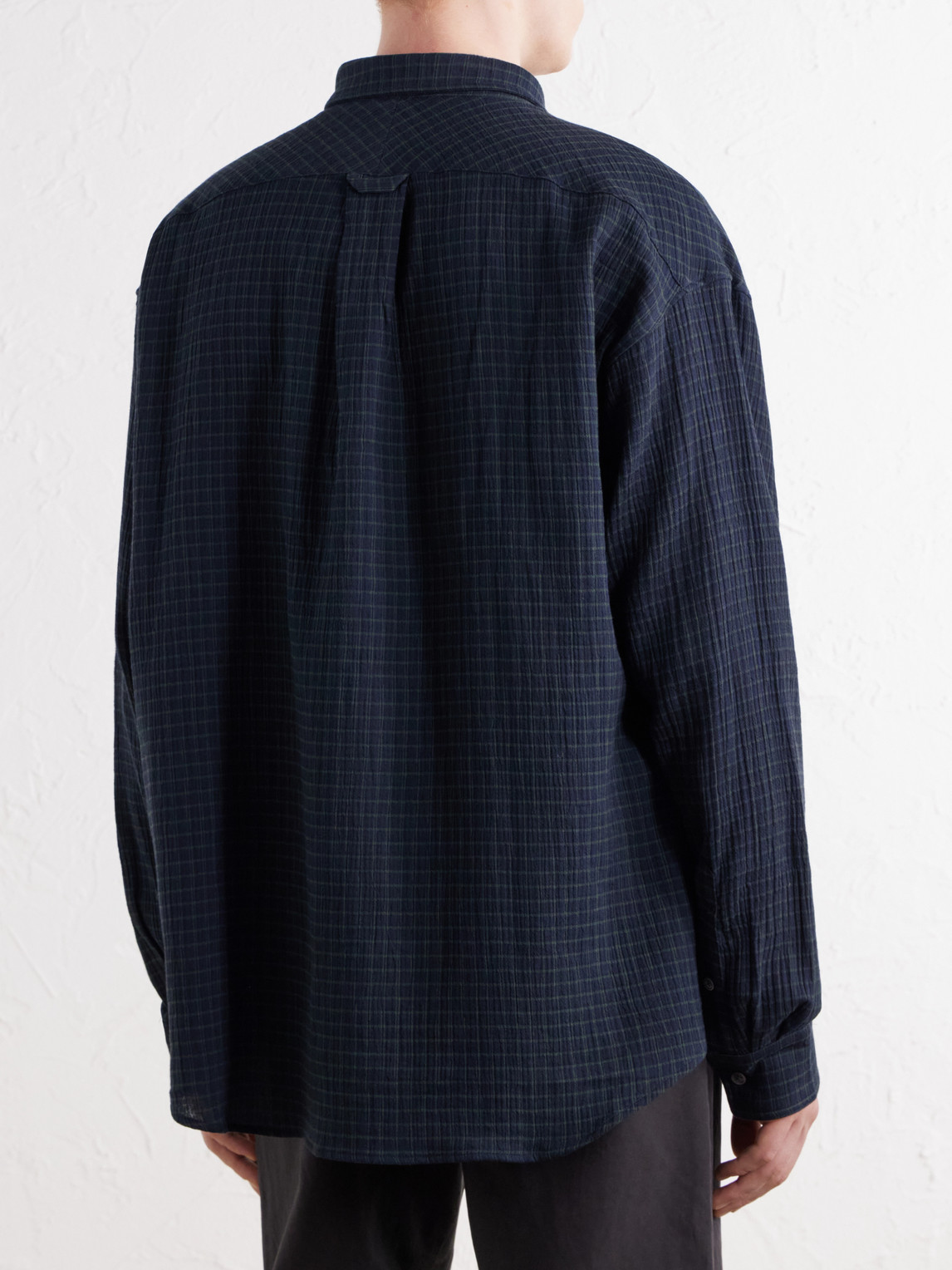 Banita Button-Down Collar Checked Organic Cotton-Seersucker Shirt