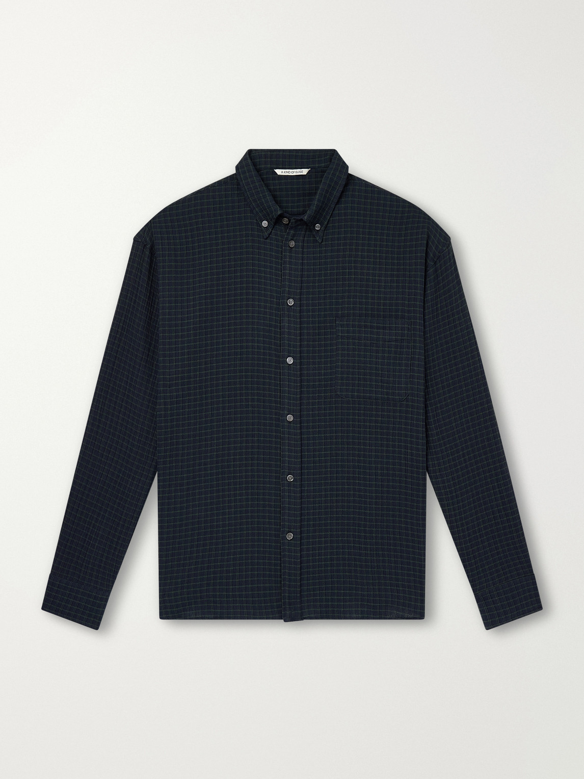 Banita Button-Down Collar Checked Organic Cotton-Seersucker Shirt