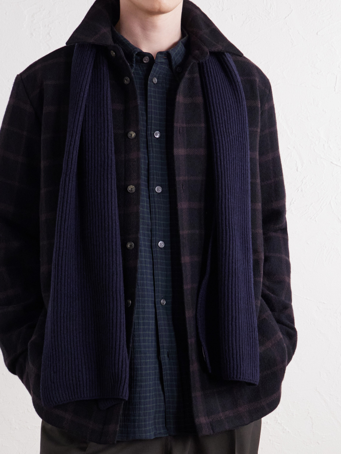 Marani Padded Checked Virgin Wool-Twill Overshirt