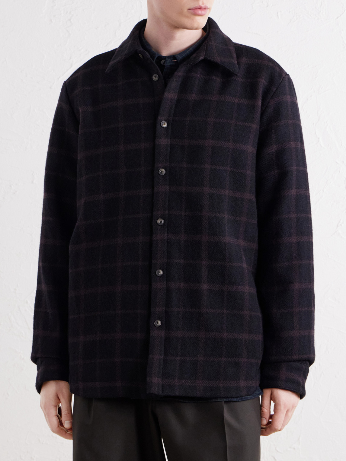 Marani Padded Checked Virgin Wool-Twill Overshirt