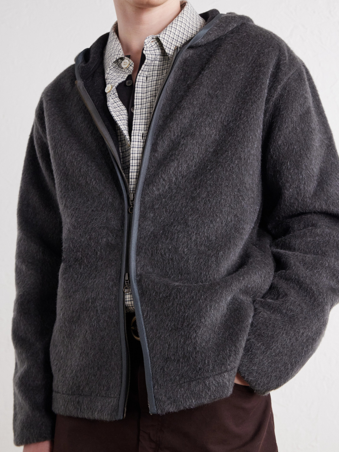 Erro Brushed Wool And Mohair-Blend Felt Hoodie