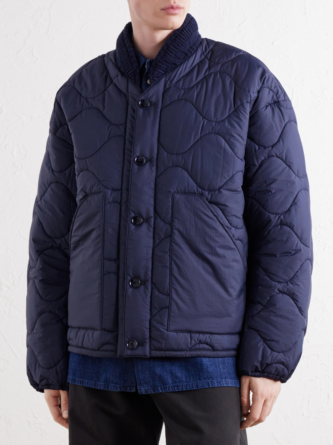 Tres En Uno Hooded Layered Quilted Shell And Canvas Jacket