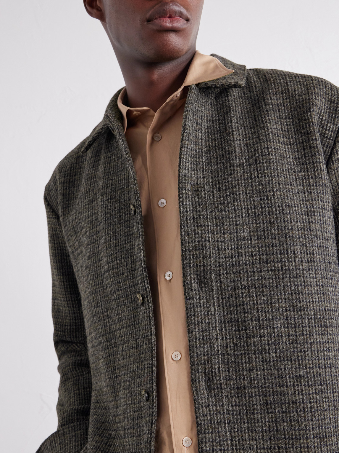 Cullu Checked Brushed Wool-Tweed Overshirt
