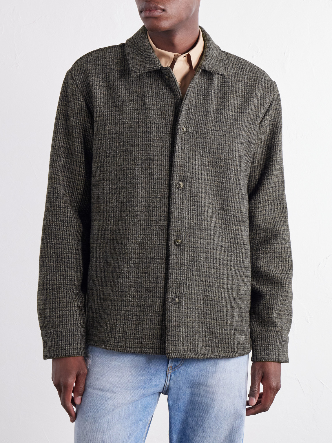 Cullu Checked Brushed Wool-Tweed Overshirt