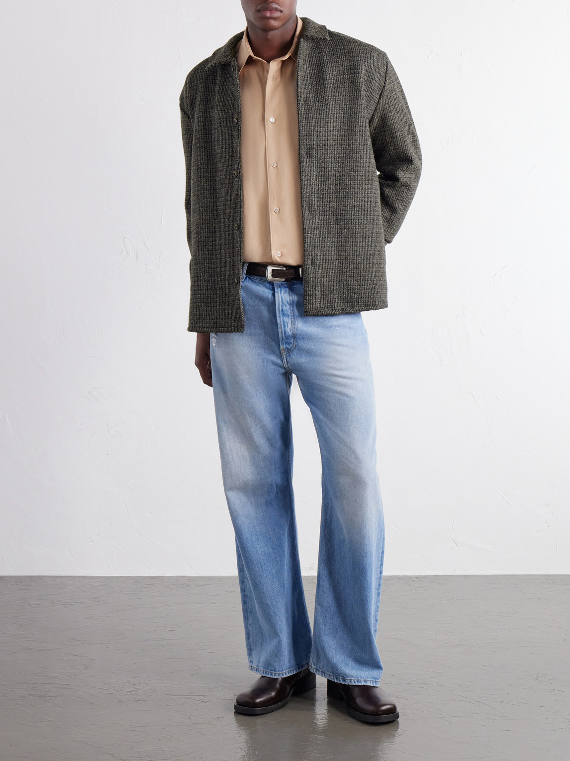 Cullu Checked Brushed Wool-Tweed Overshirt