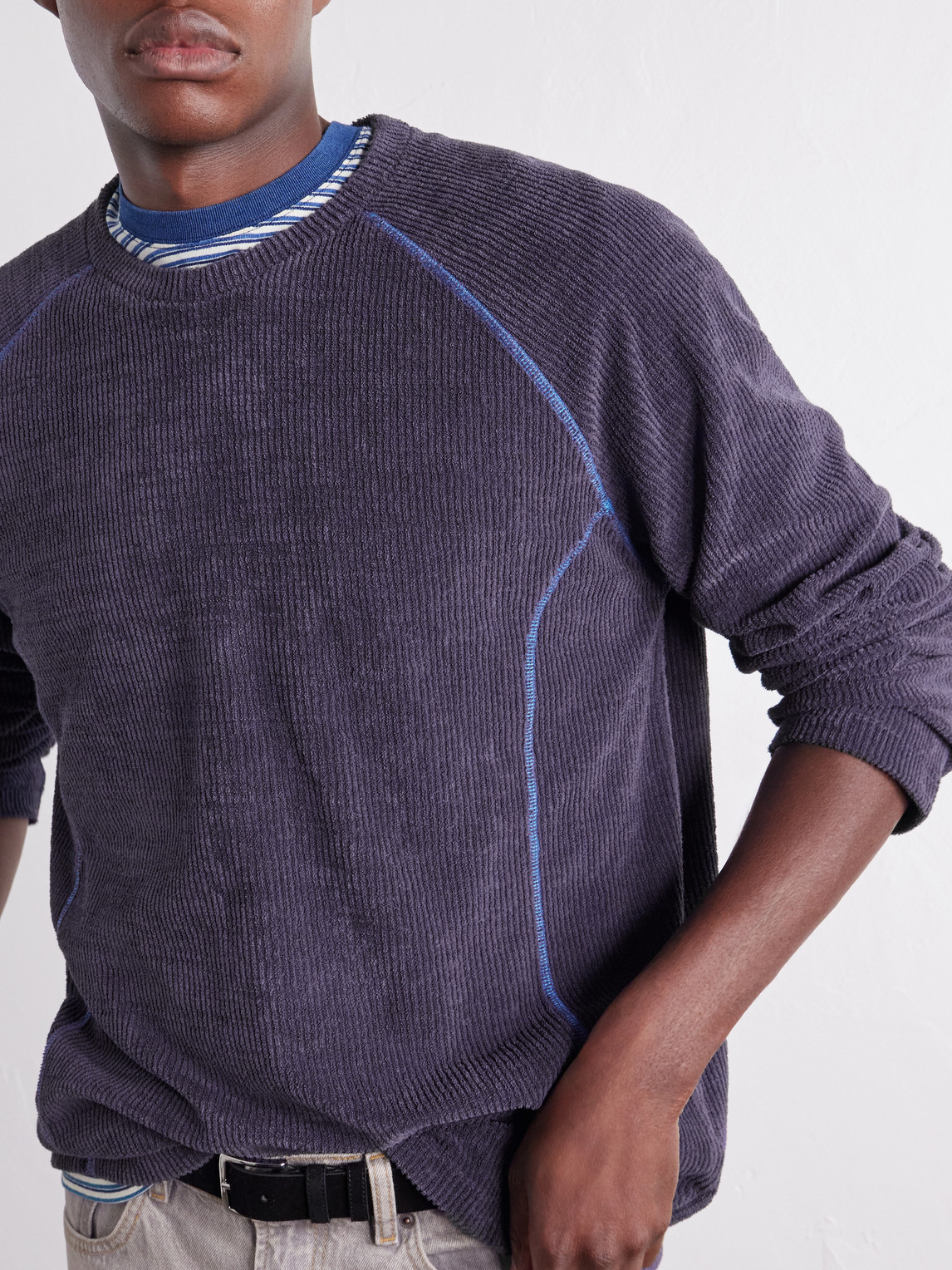 Fiscal Ribbed Cotton-Terry T-Shirt