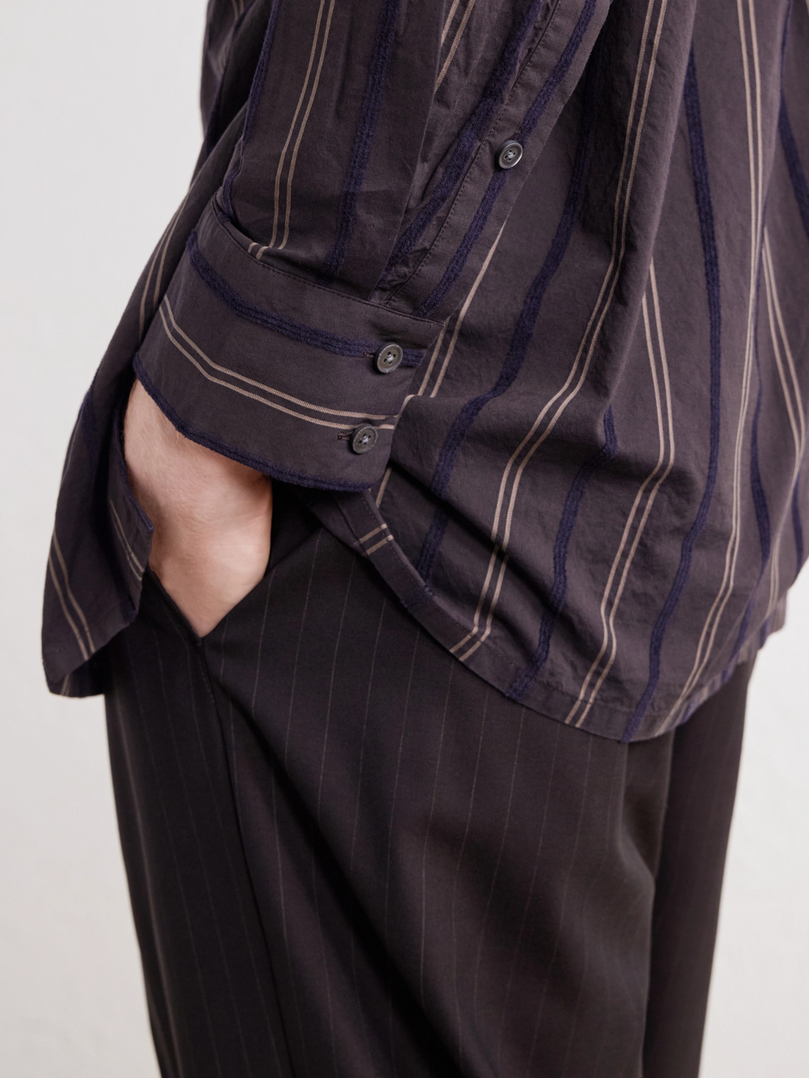 Gusto Flocked Striped Cotton-Poplin Shirt