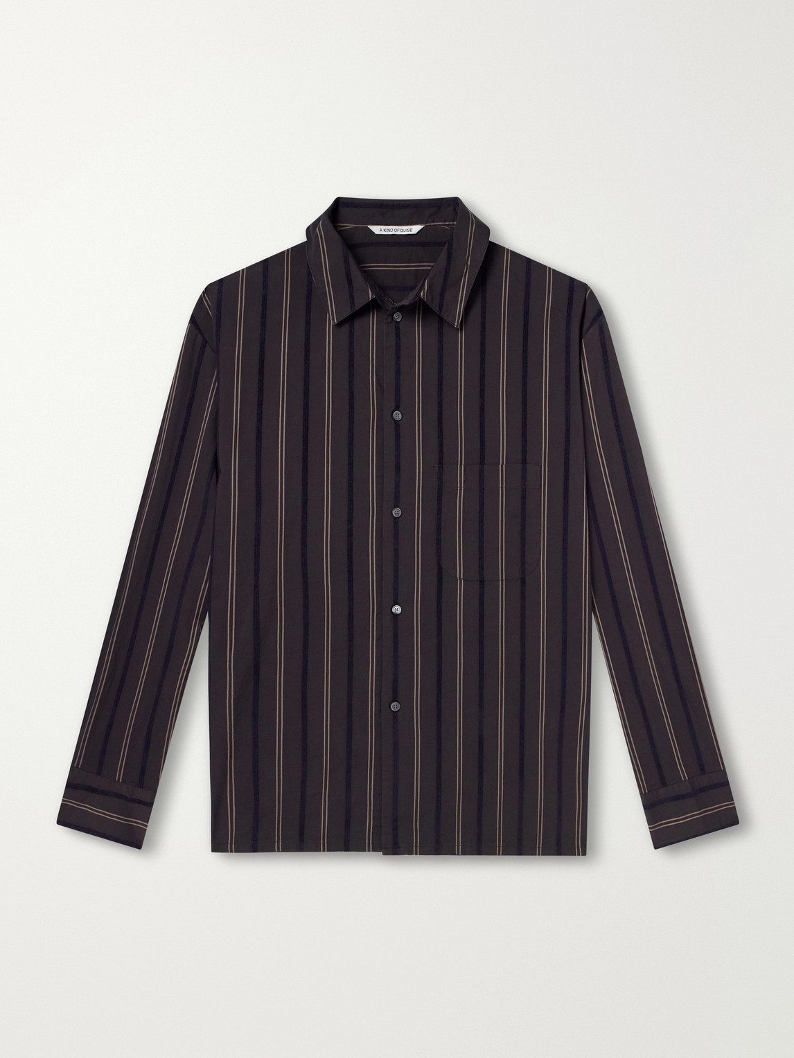 Gusto Flocked Striped Cotton-Poplin Shirt
