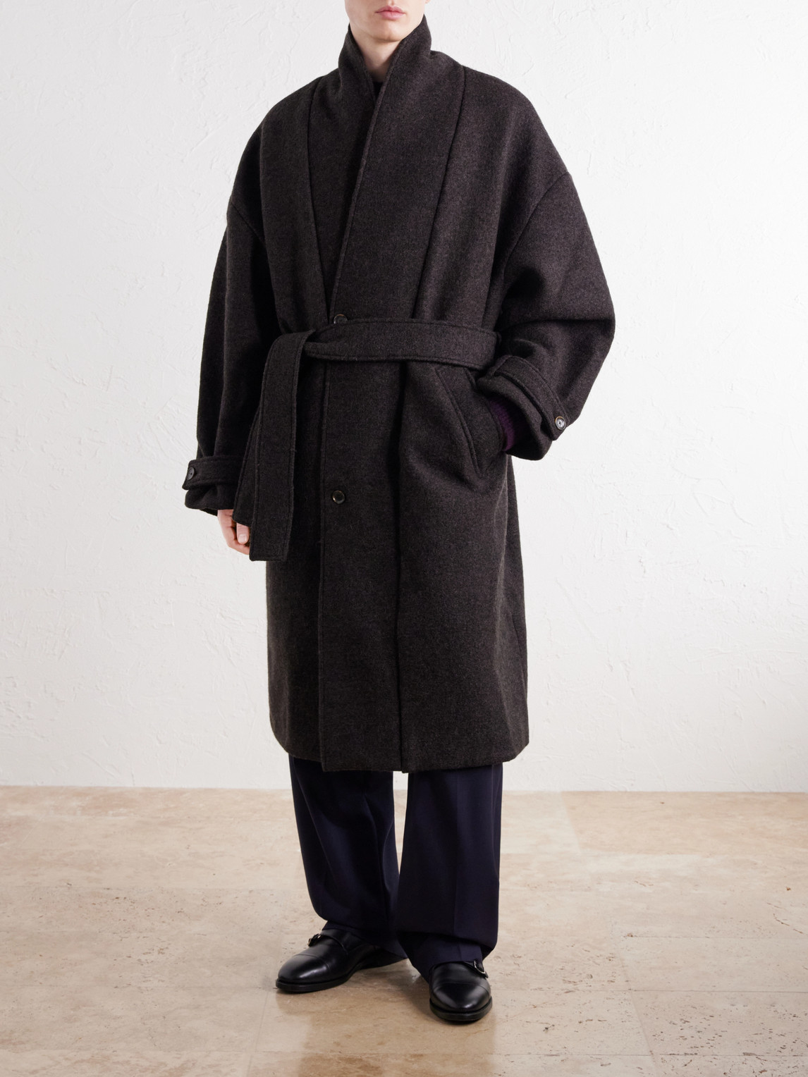 Jaca Shawl-Collar Belted Virgin Wool-Felt Coat