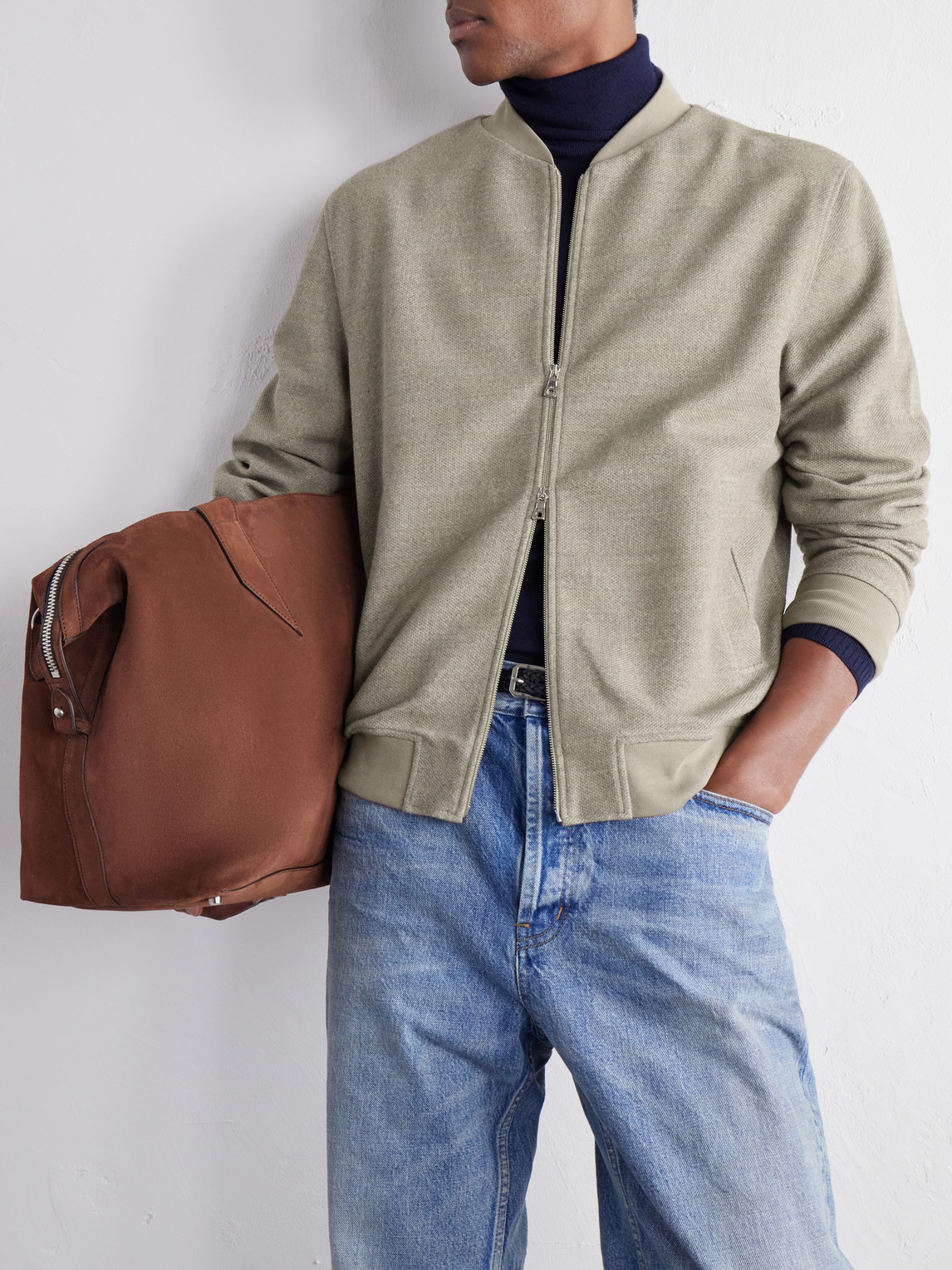 Mr P. - Wool-Blend Piqué Bomber Jacket