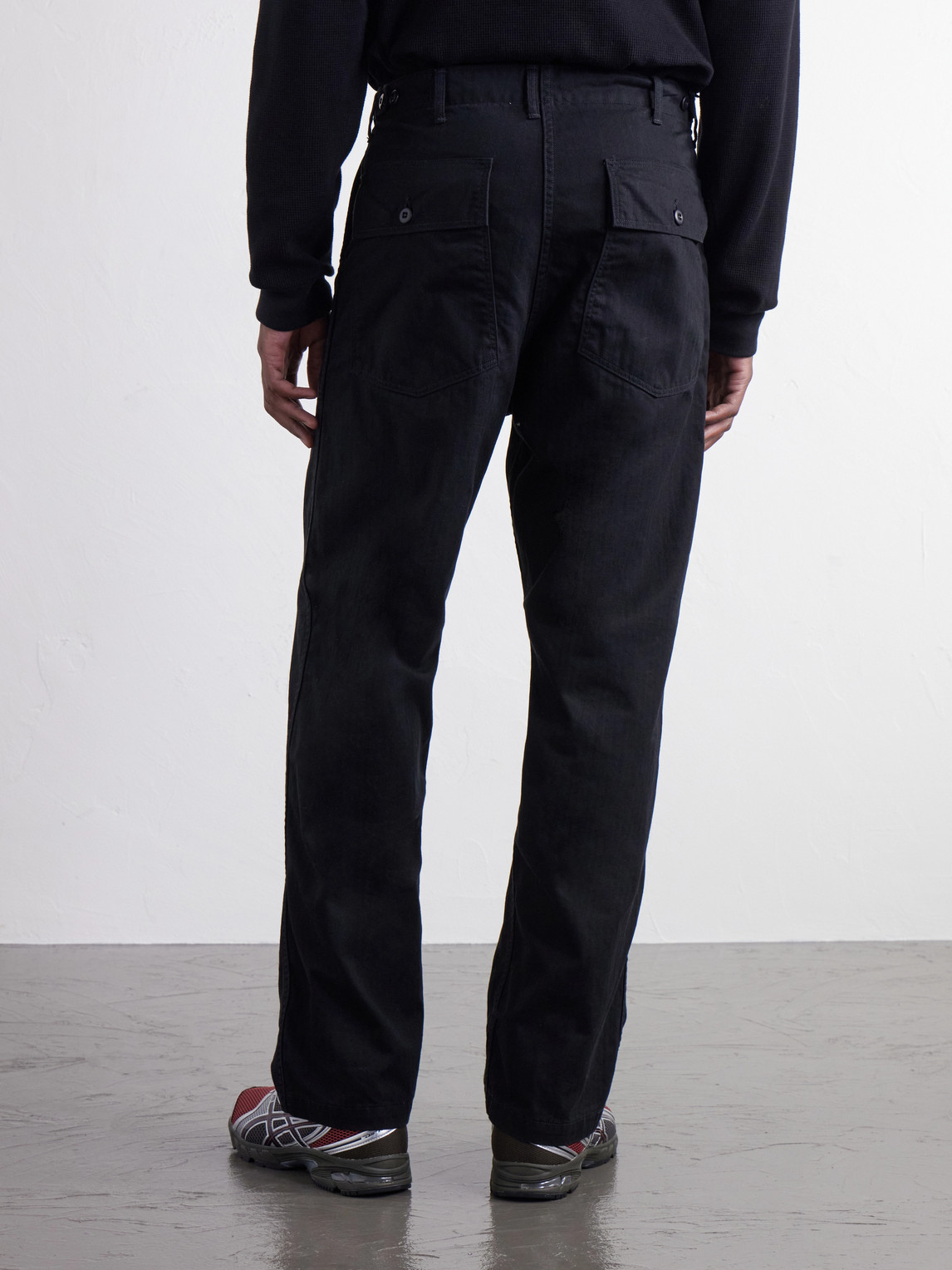 Straight-Leg Herringbone Cotton Trousers