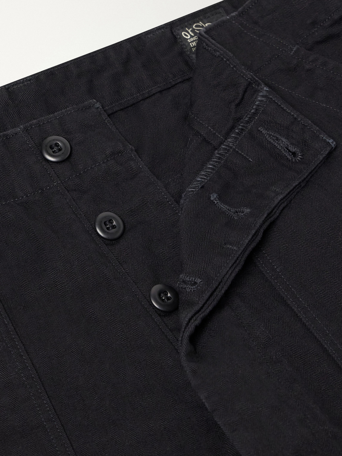 Straight-Leg Herringbone Cotton Trousers