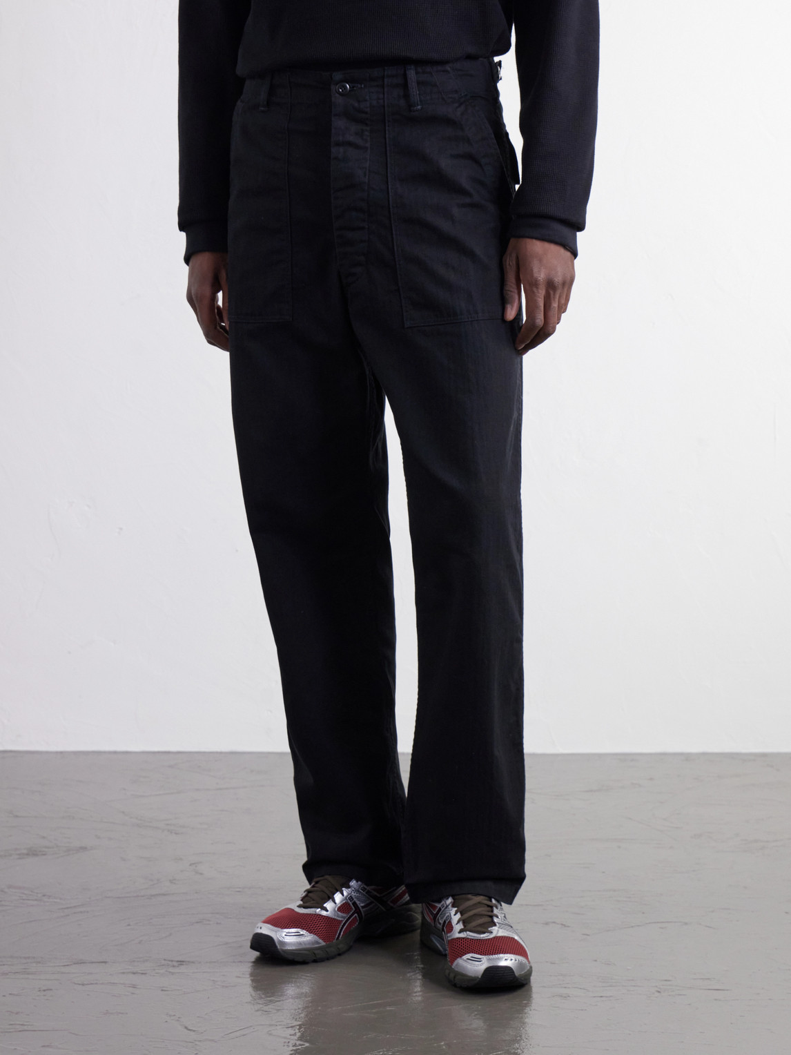 Straight-Leg Herringbone Cotton Trousers