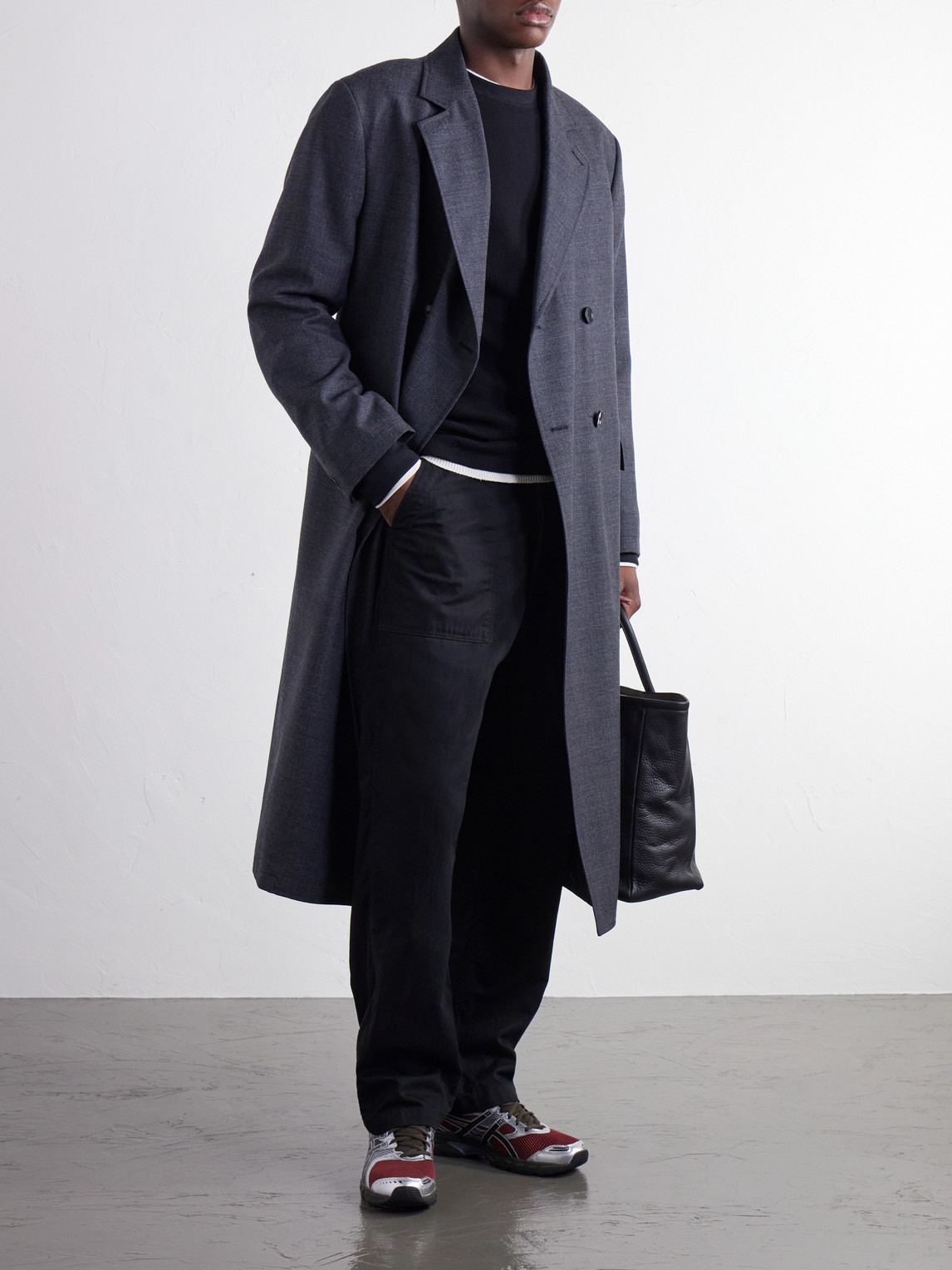 Straight-Leg Herringbone Cotton Trousers