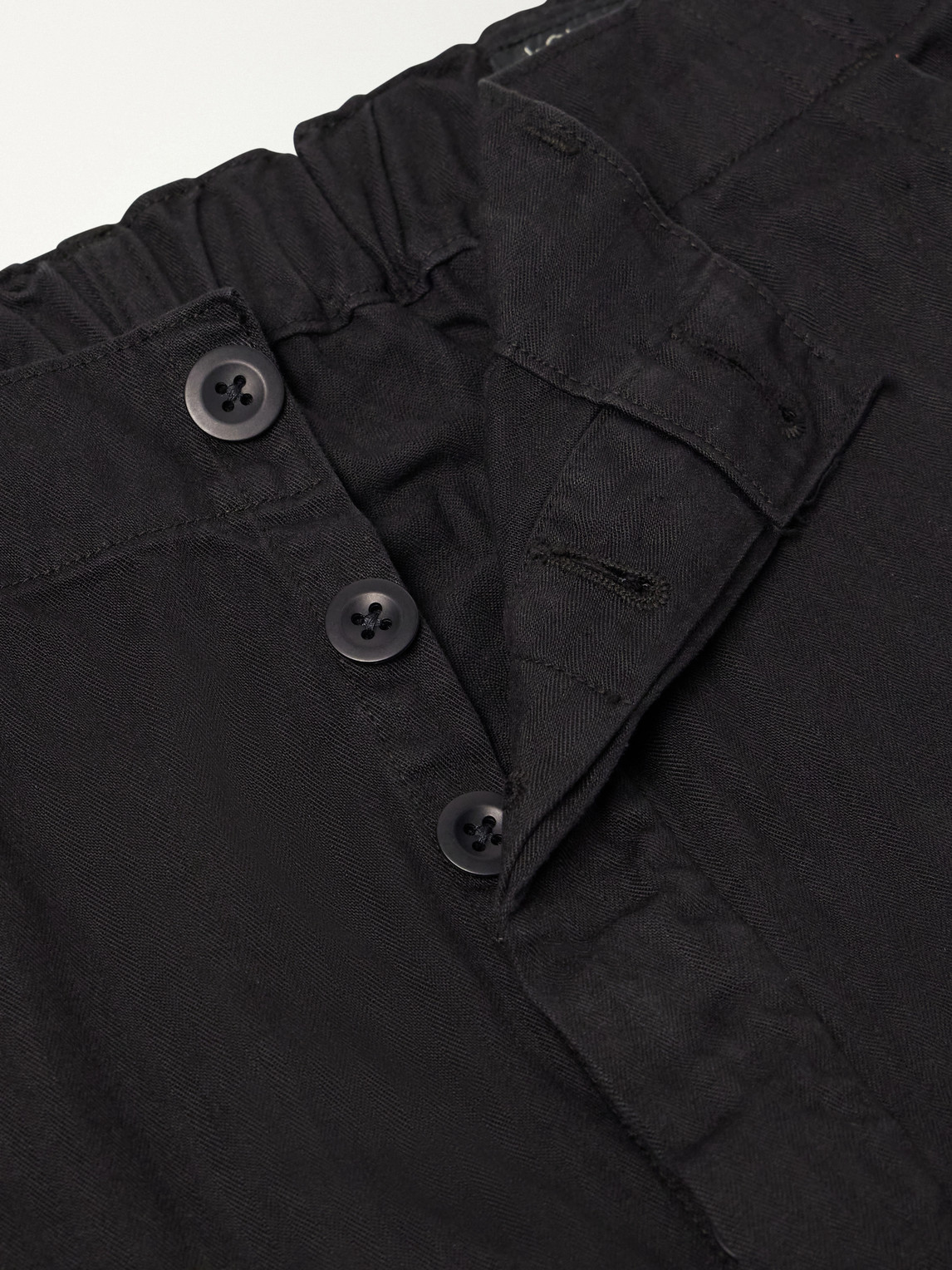Straight-Leg Herringbone Cotton-Woven Trousers