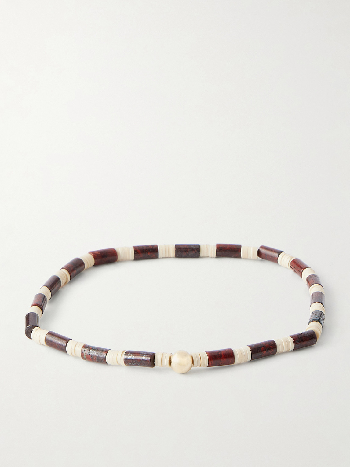 LUIS MORAIS 14-Karat Gold, Jasper and Vinyl Beaded Bracelet - Men