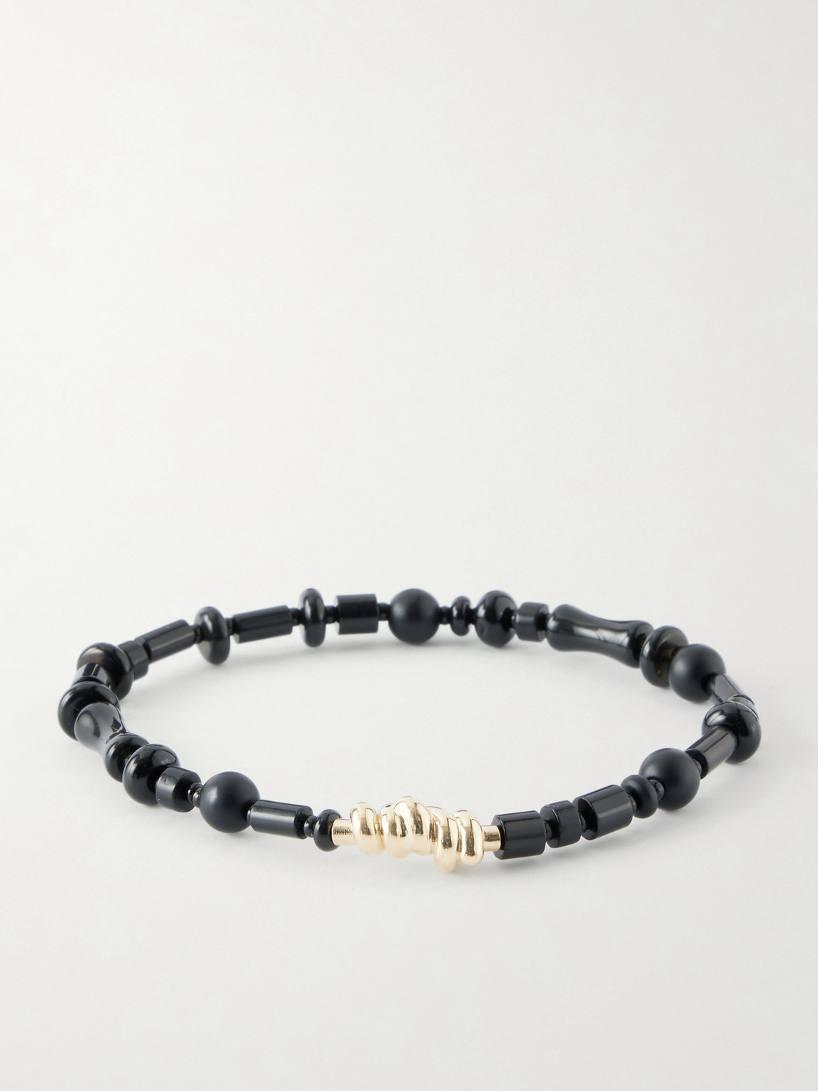 LUIS MORAIS 14-Karat Gold Agate Beaded Bracelet - Men