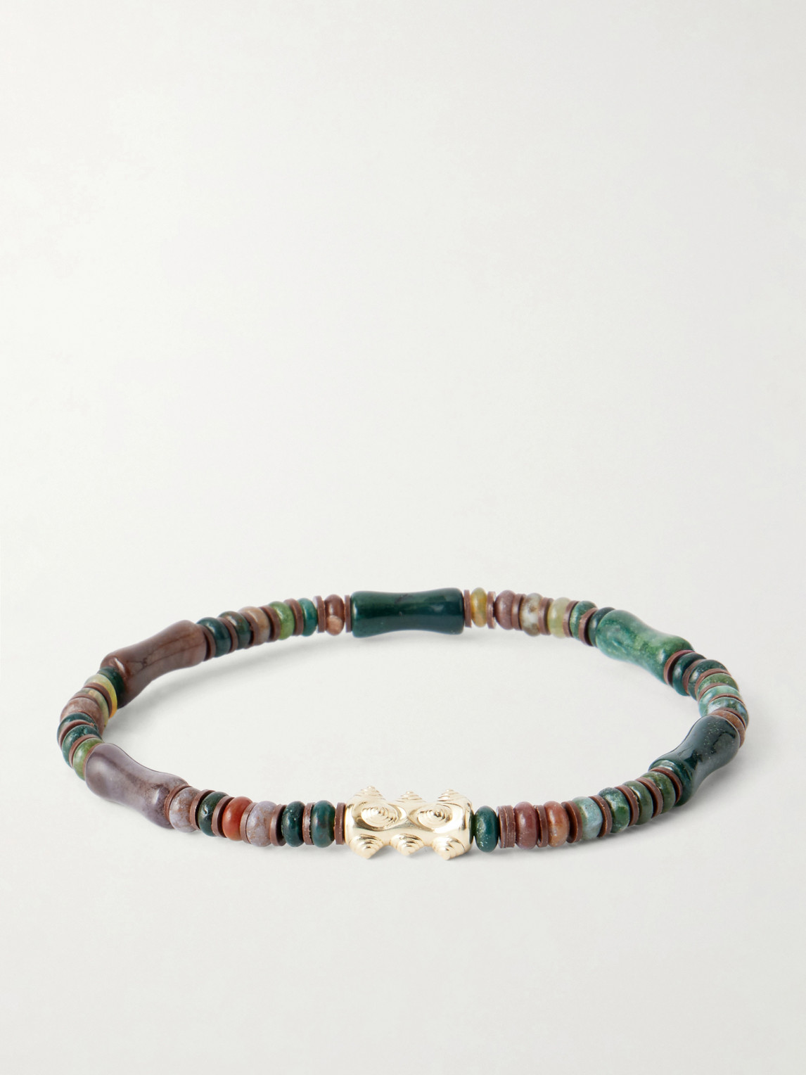LUIS MORAIS 14-Karat Gold Agate Beaded Bracelet - Men