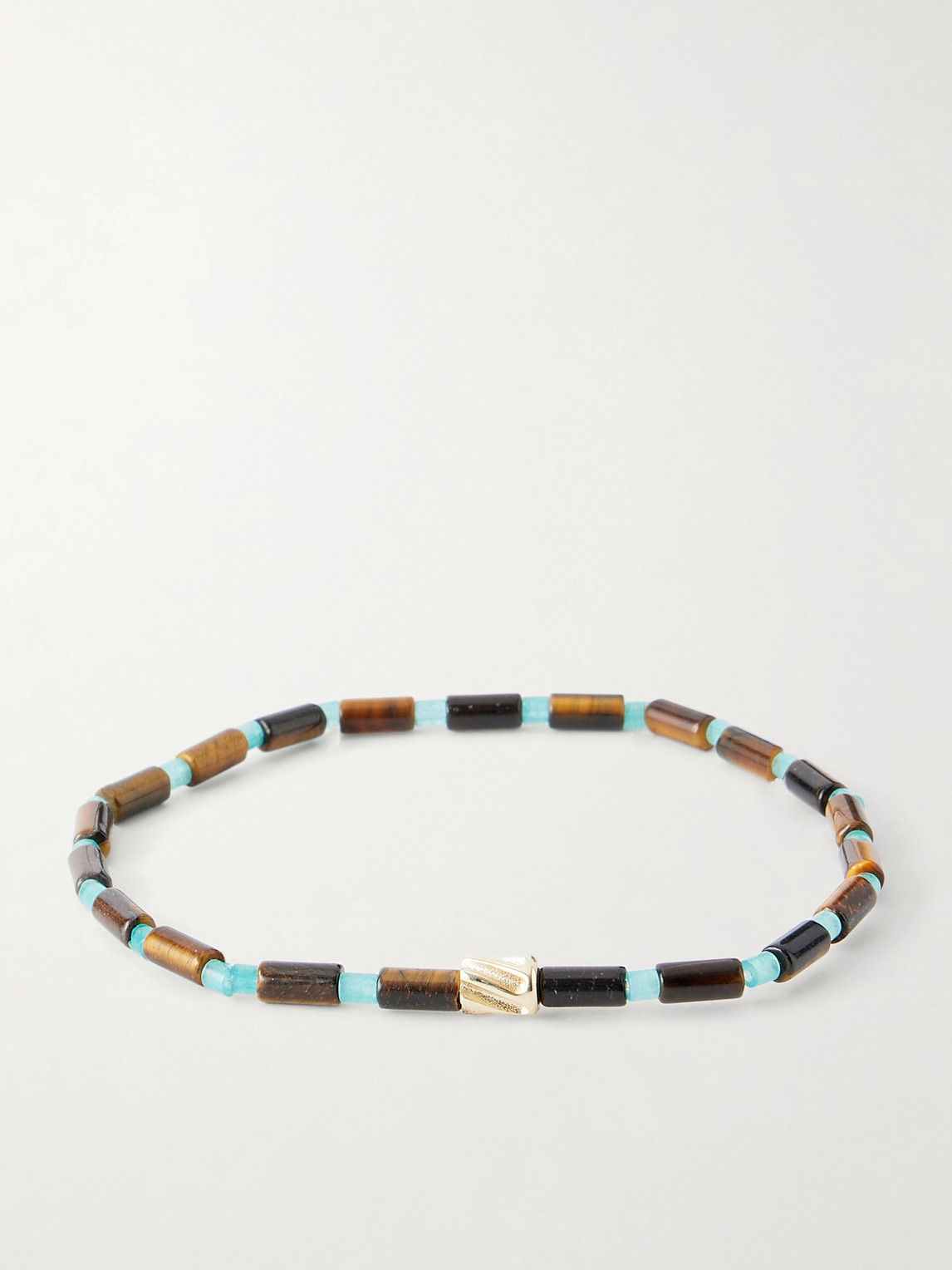 LUIS MORAIS 14-Karat Gold Agate Beaded Bracelet - Men