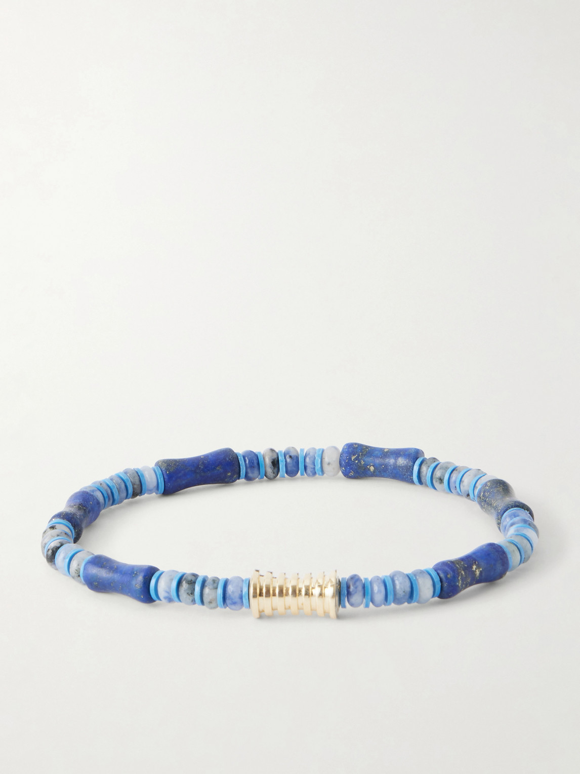 LUIS MORAIS 14-Karat Gold Lapis Lazuli Beaded Bracelet - Men