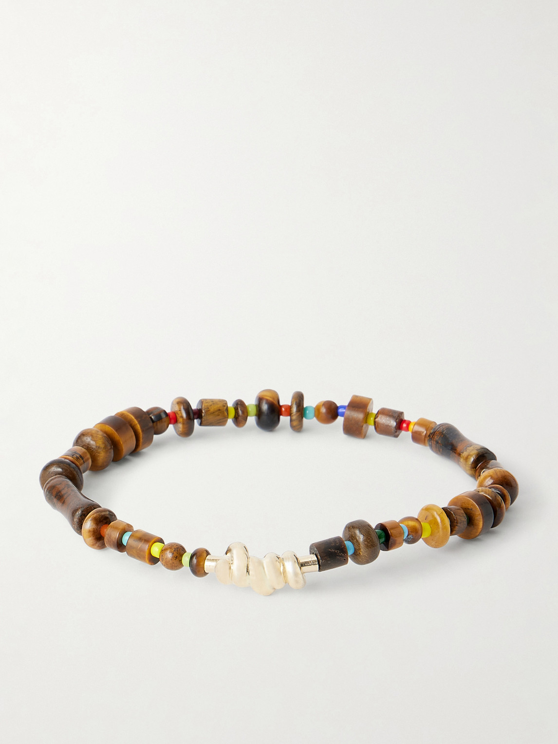 LUIS MORAIS 14-Karat Gold Tiger Eye Beaded Bracelet - Men