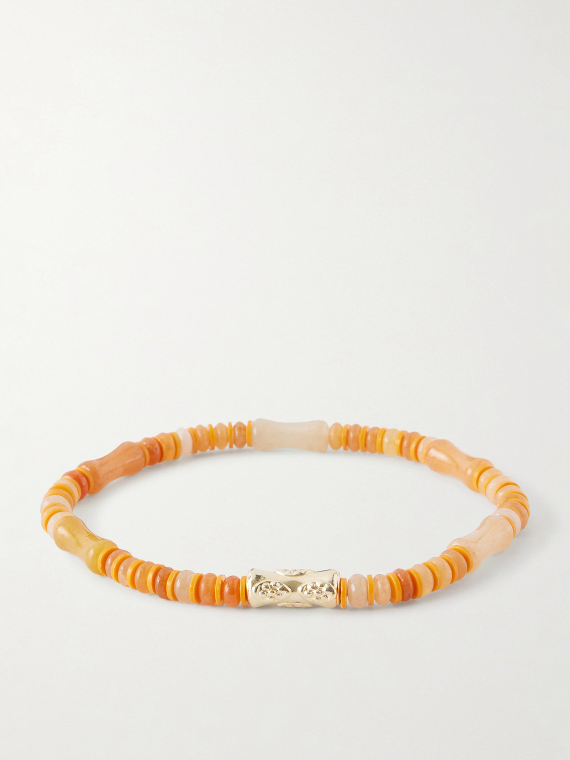 Luis Morais 14-karat Gold Carnelian Beaded Bracelet In Orange