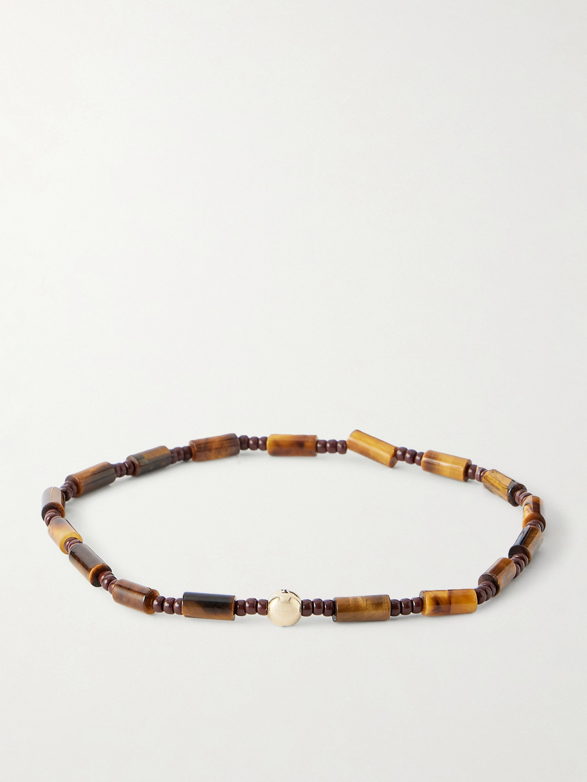 LUIS MORAIS 14-Karat Gold Tiger's Eye Beaded Bracelet - Men