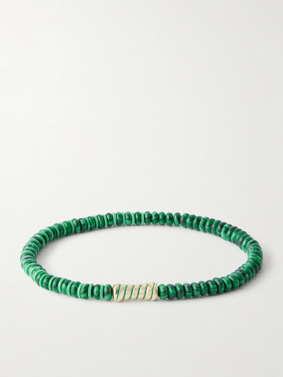Luis Morais 14-karat Gold Malachite Beaded Bracelet In Green