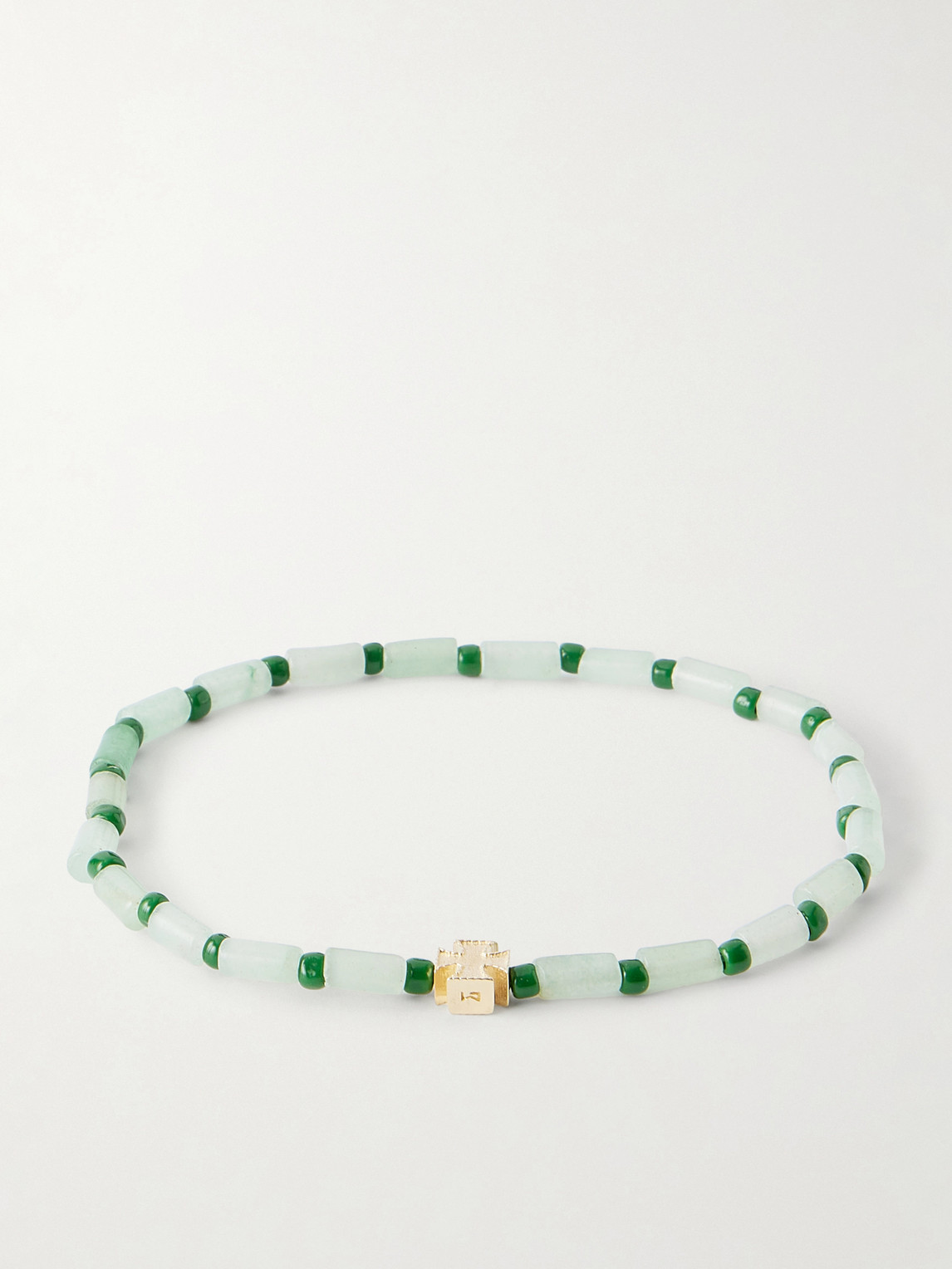Luis Morais 14-karat Gold Aventurine Beaded Bracelet In Green