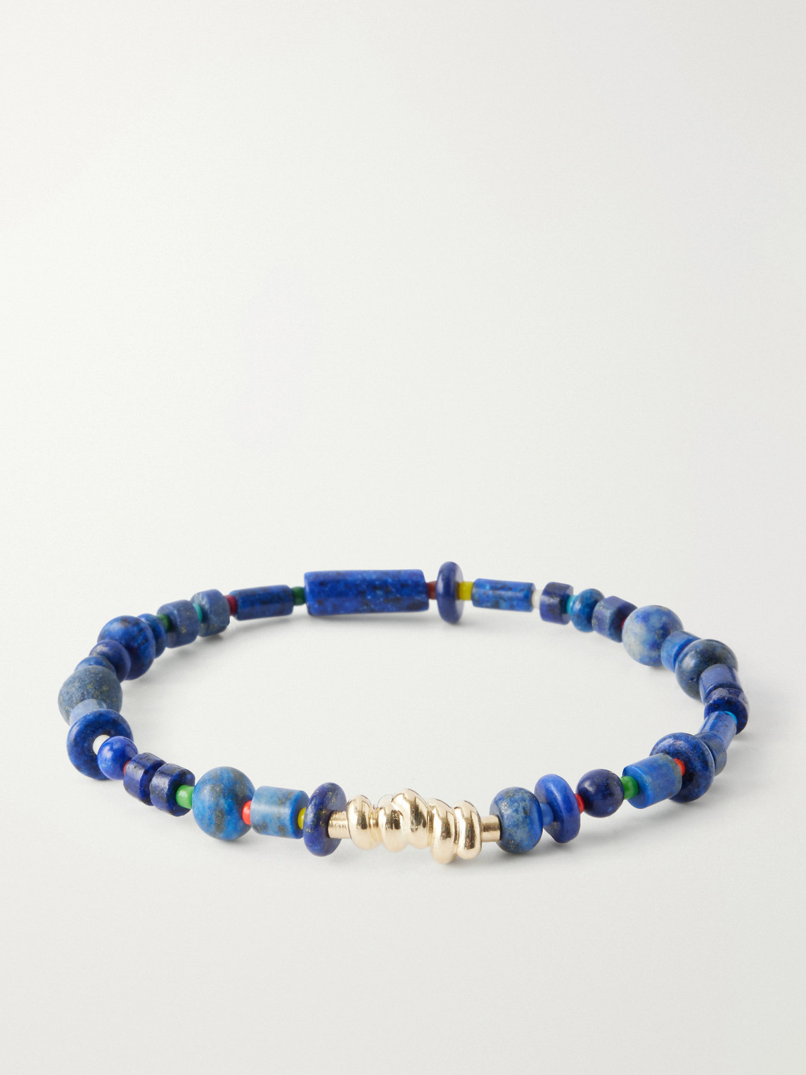 Luis Morais 14-karat Gold Lapis Lazuli Beaded Bracelet In Blue
