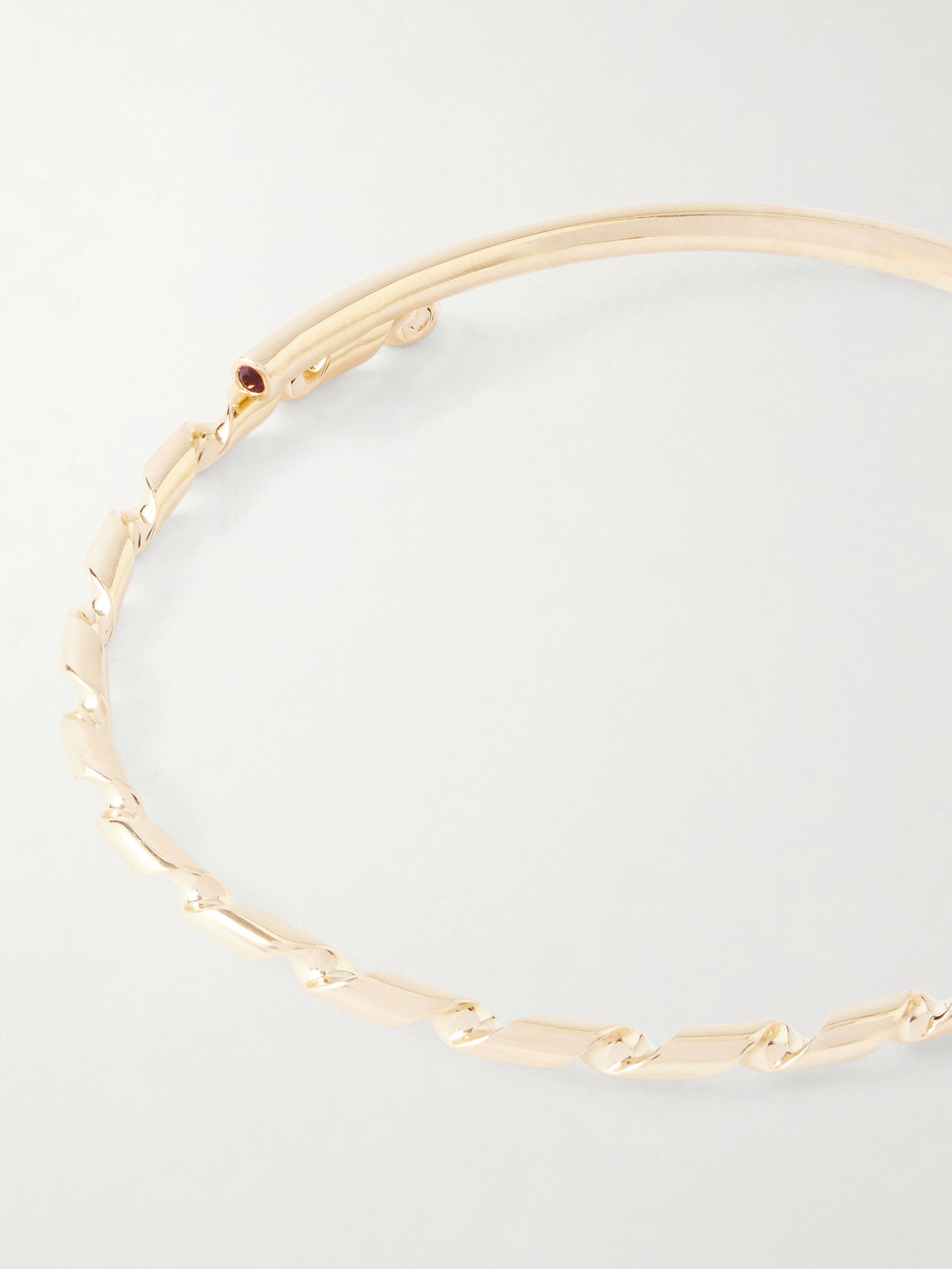 Luis Morais Thin Drill Hardware 14-karat Gold And Ruby Bracelet In Pattern