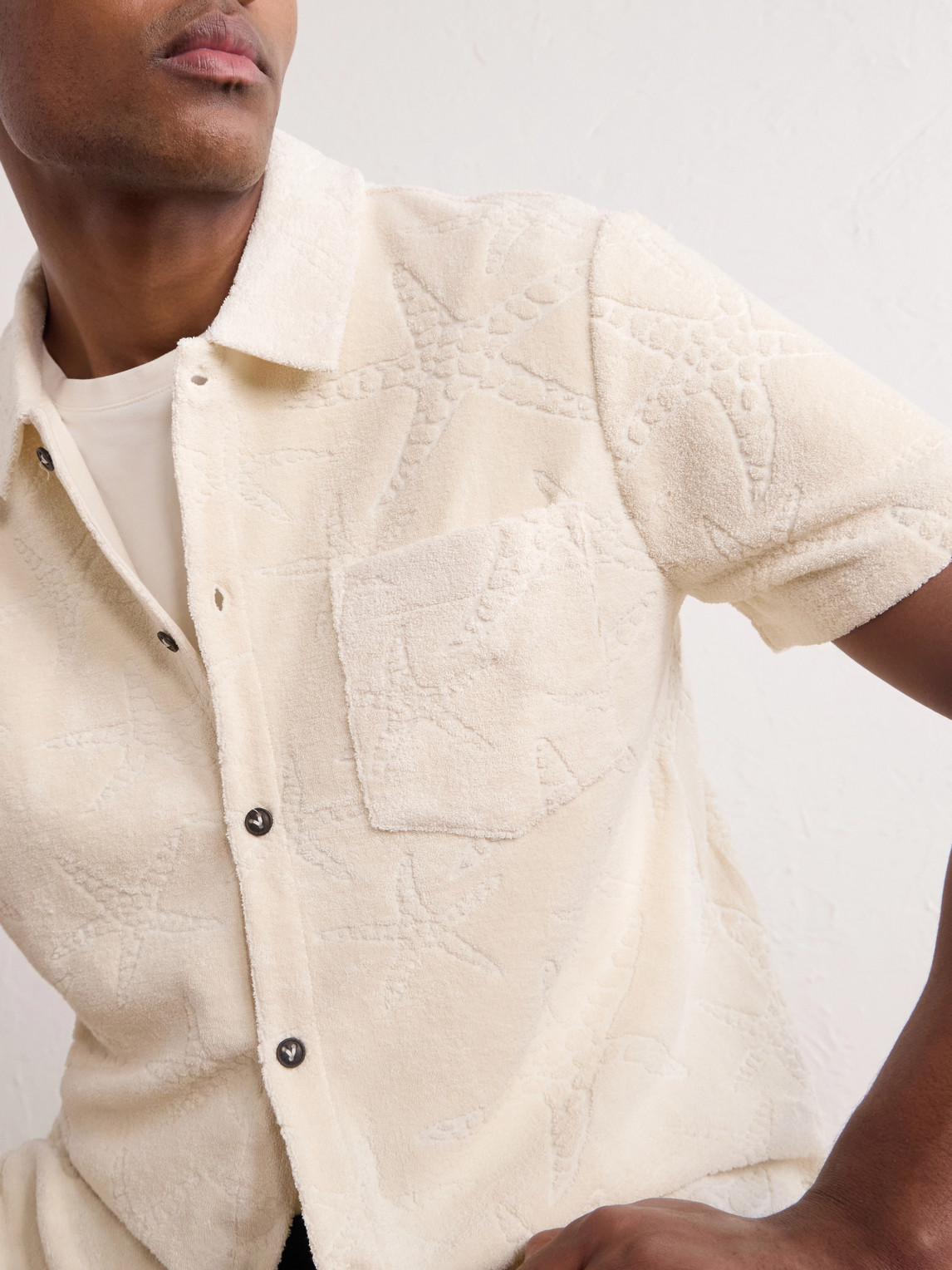 Charli Camp-Collar Organic Cotton-Blend Terry Shirt
