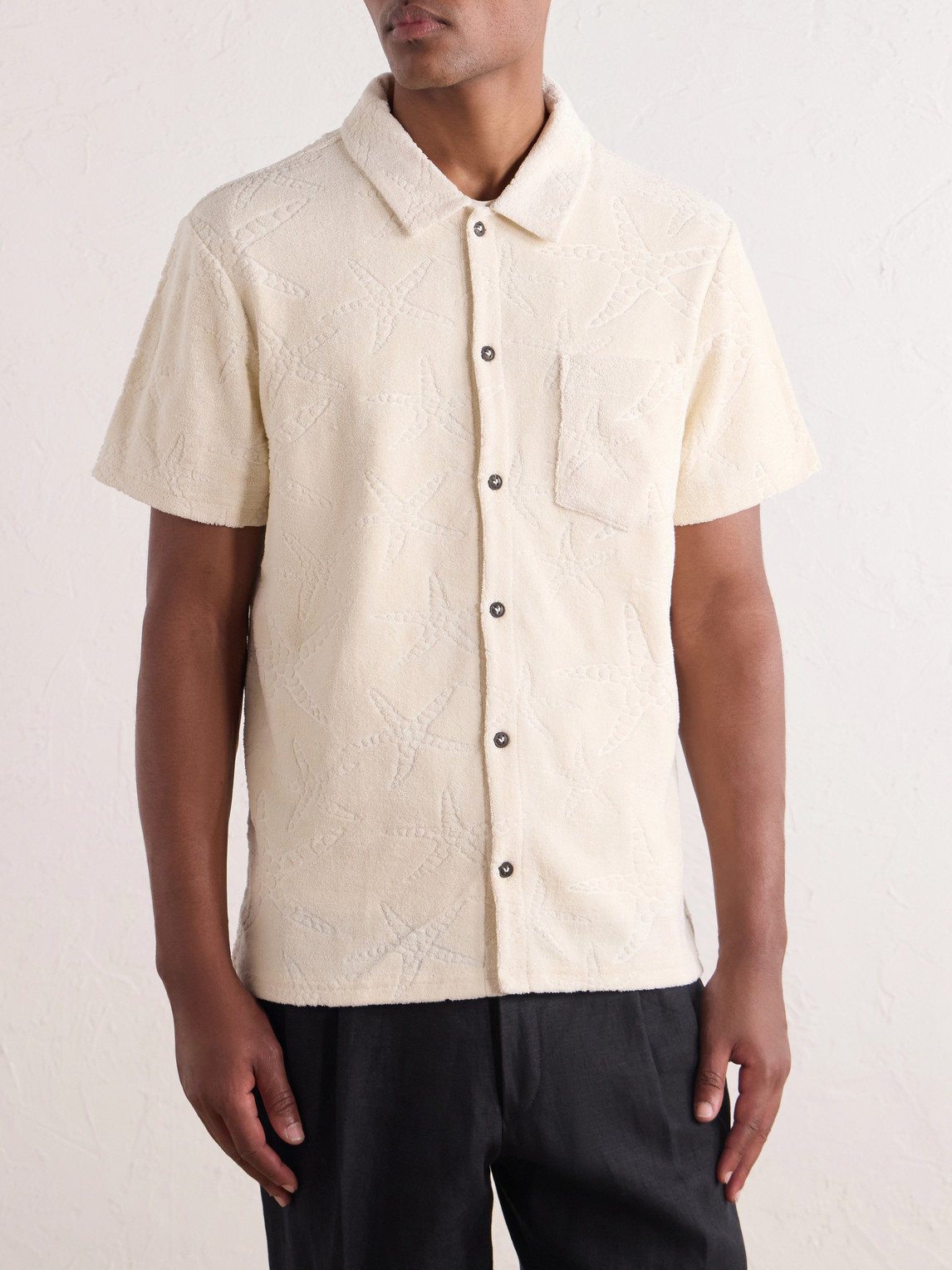 Charli Camp-Collar Organic Cotton-Blend Terry Shirt