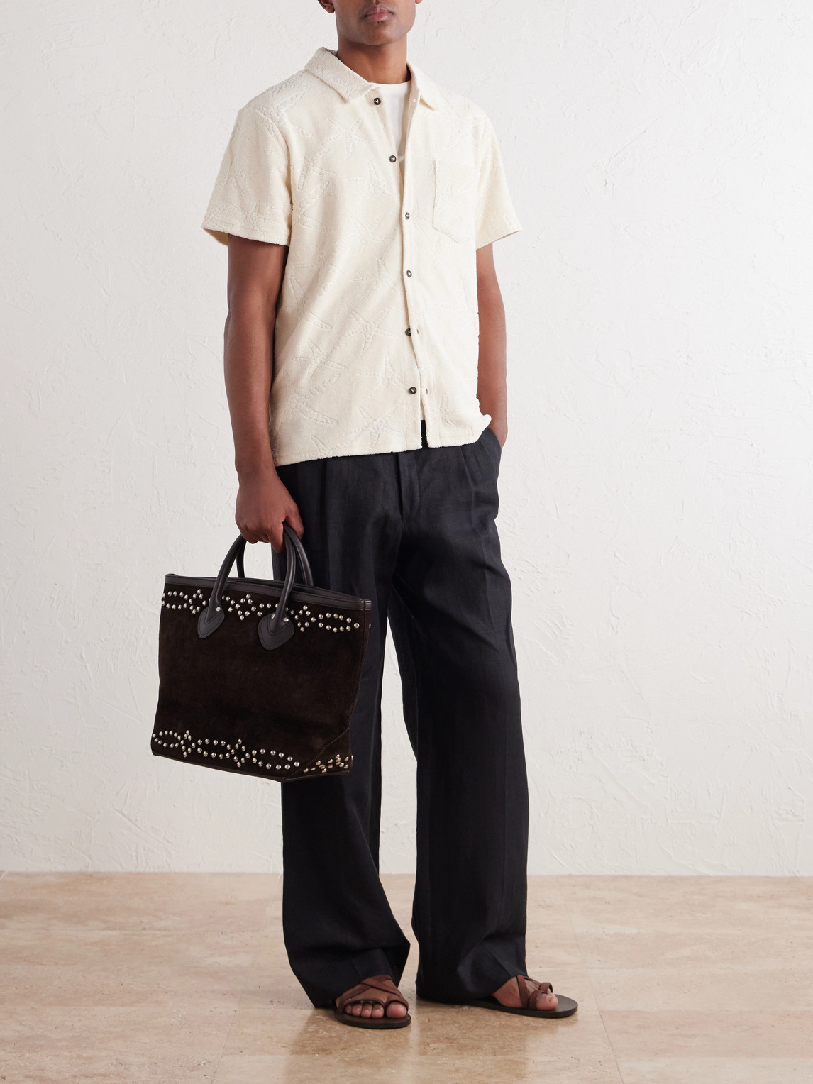 Charli Camp-Collar Organic Cotton-Blend Terry Shirt