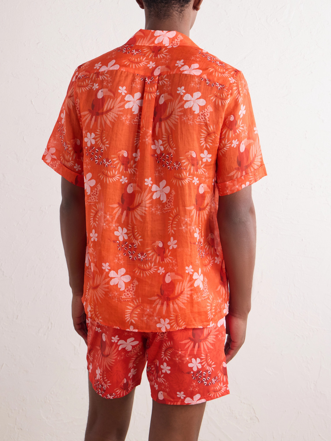 Charli Camp-Collar Printed Ramie Shirt
