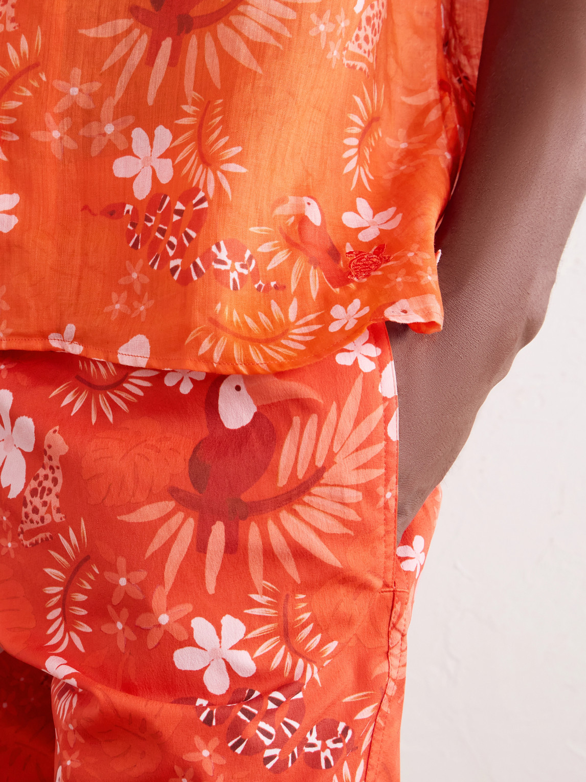 Charli Camp-Collar Printed Ramie Shirt