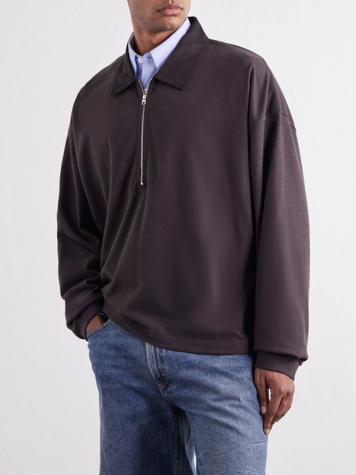 Darius Cotton-Jersey Half-Zip Polo Shirt