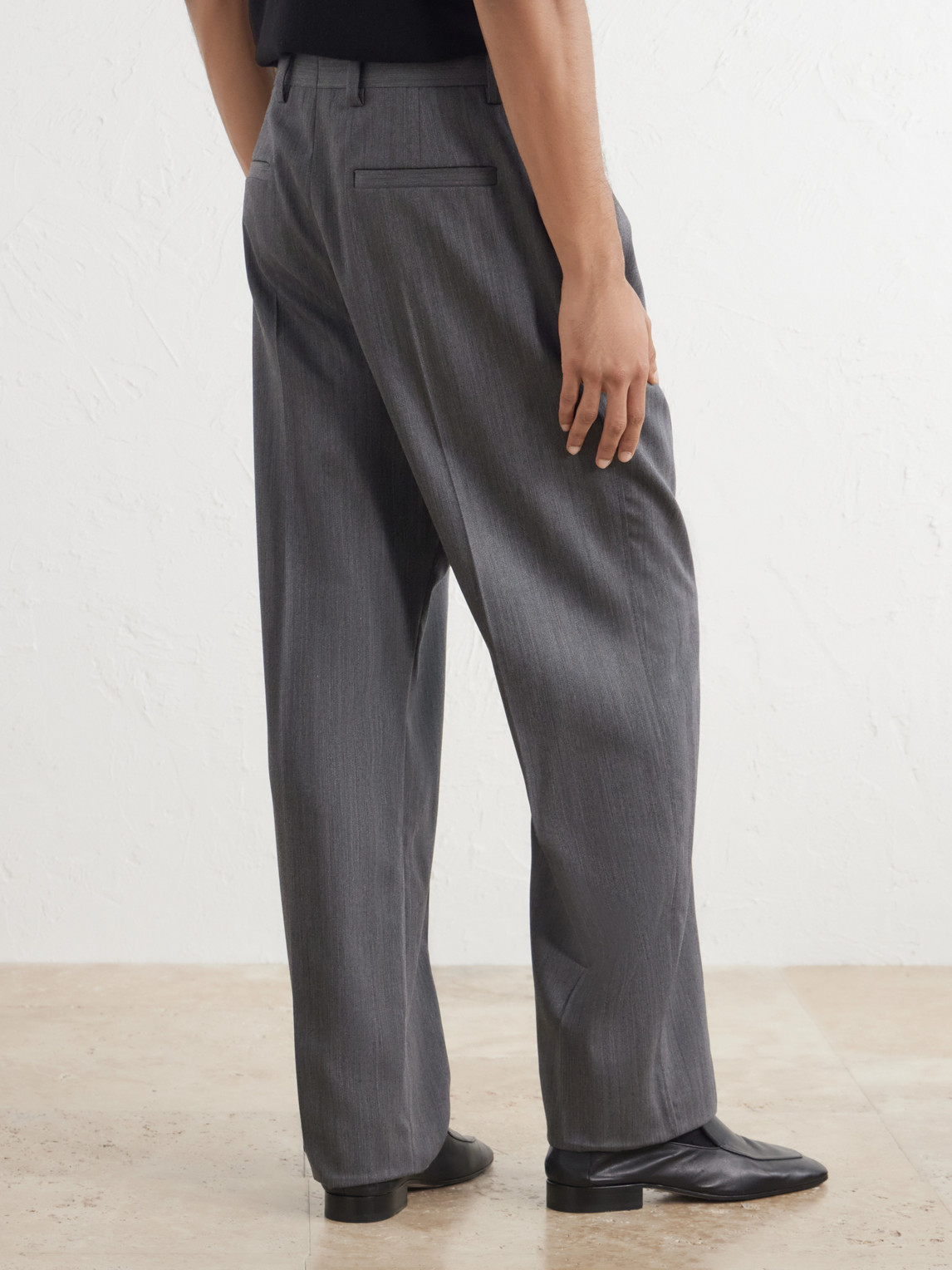 Garavani - Straight-Leg Pleated Herringbone Virgin Wool Trousers