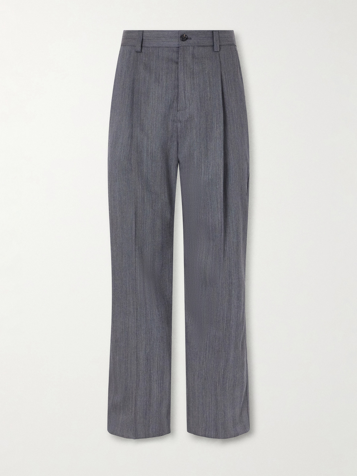 Garavani - Straight-Leg Pleated Herringbone Virgin Wool Trousers