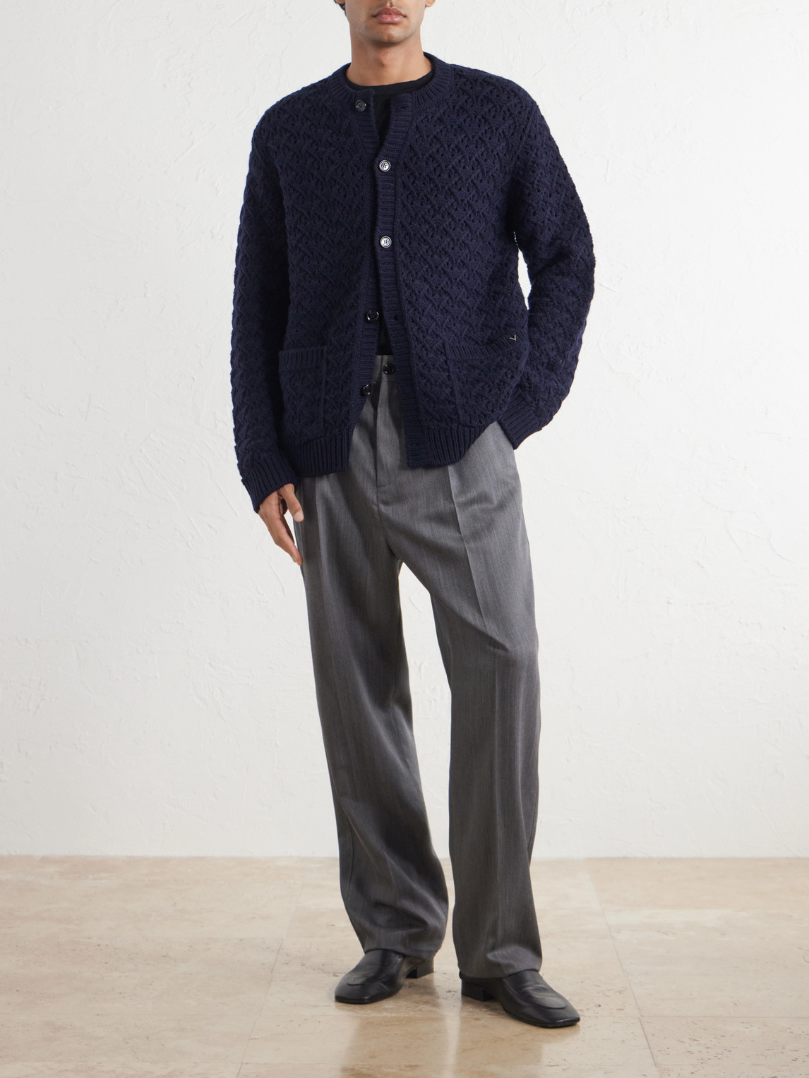 Garavani - Straight-Leg Pleated Herringbone Virgin Wool Trousers