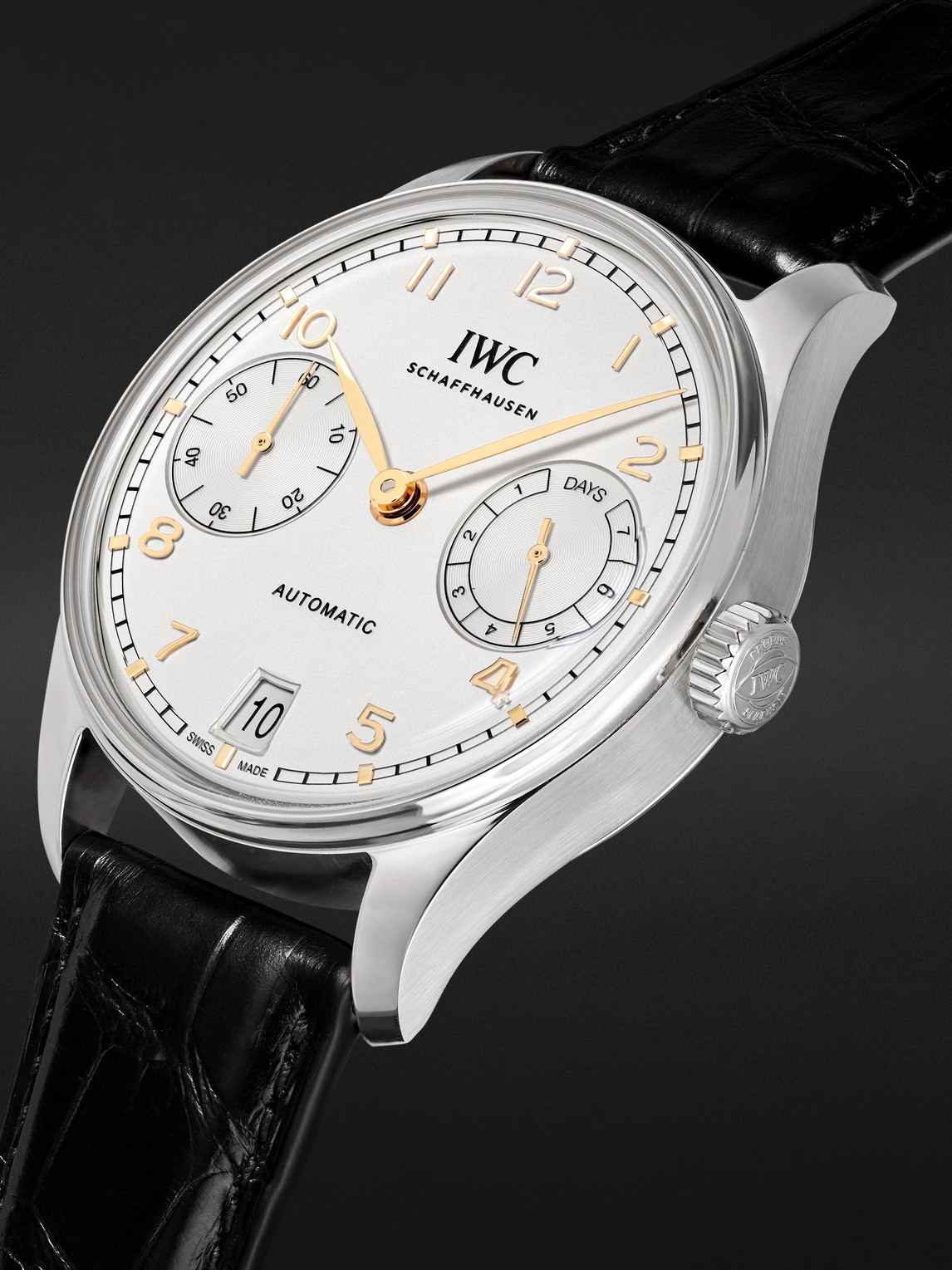  Iwc Schaffhausen - Portugieser Automatic Chronograph 42mm Stainless Steel And Alligator Watch, Ref. No. Iw501701 - Men - White 