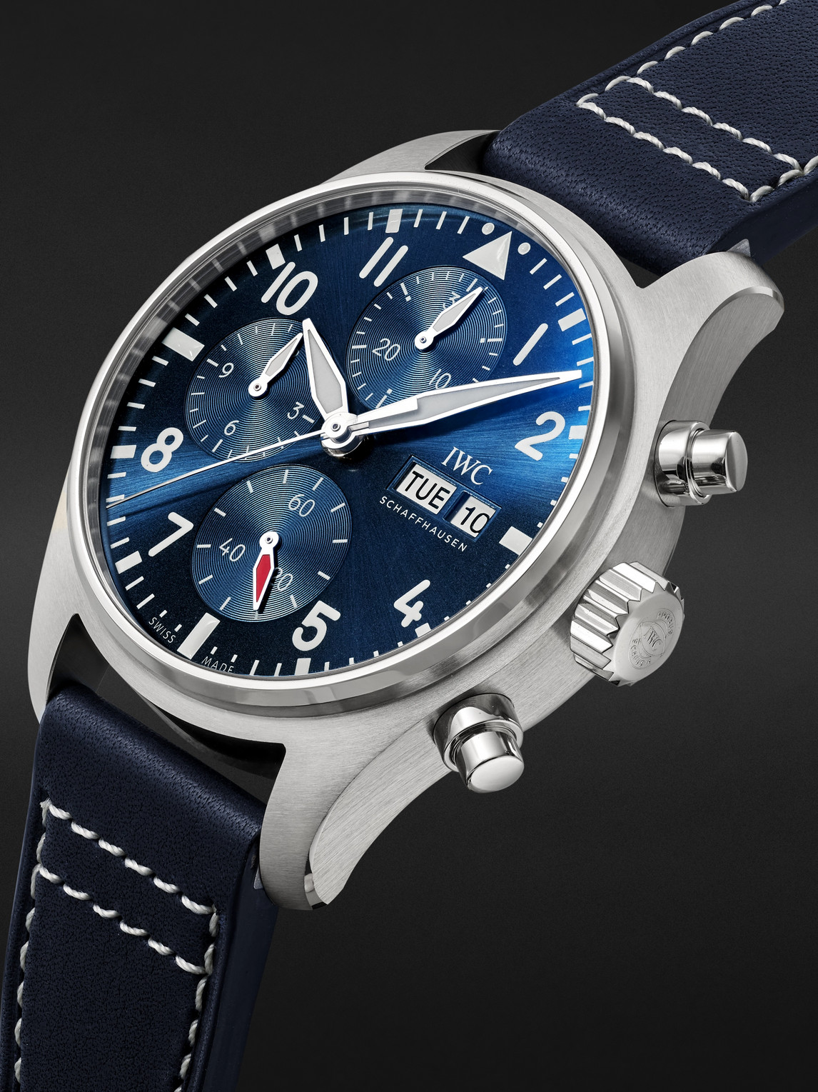  Iwc Schaffhausen - Pilot's Automatic Chronograph 41mm Stainless Steel And Leather Watch, Ref. No. Iw388101 - Men - Blue 
