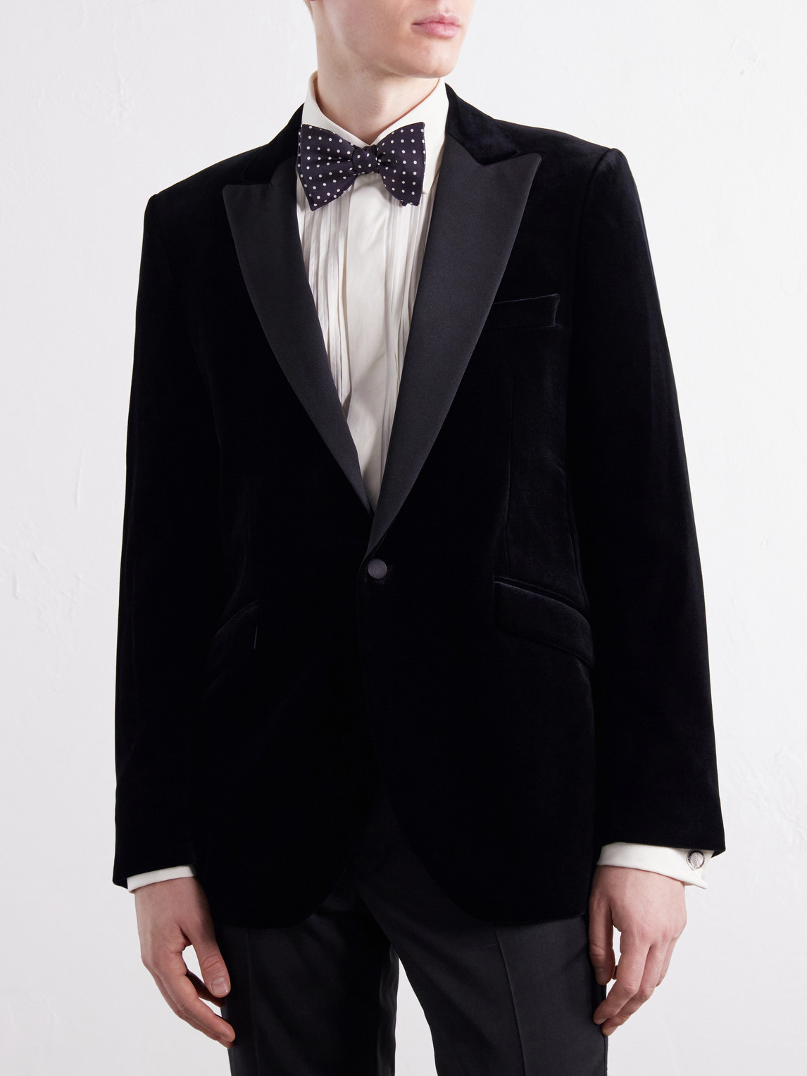 Grosgrain-Trimmed Cotton-Velvet Tuxedo Jacket