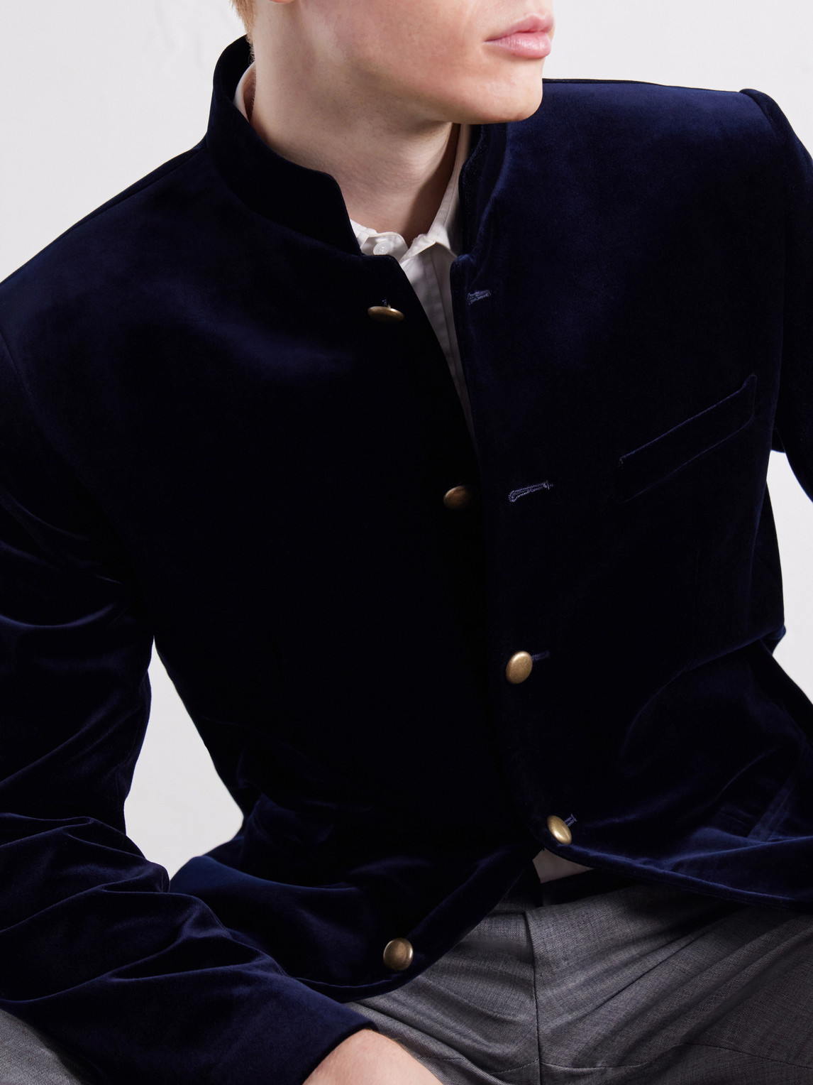 Nehru Cotton-Velvet Blazer