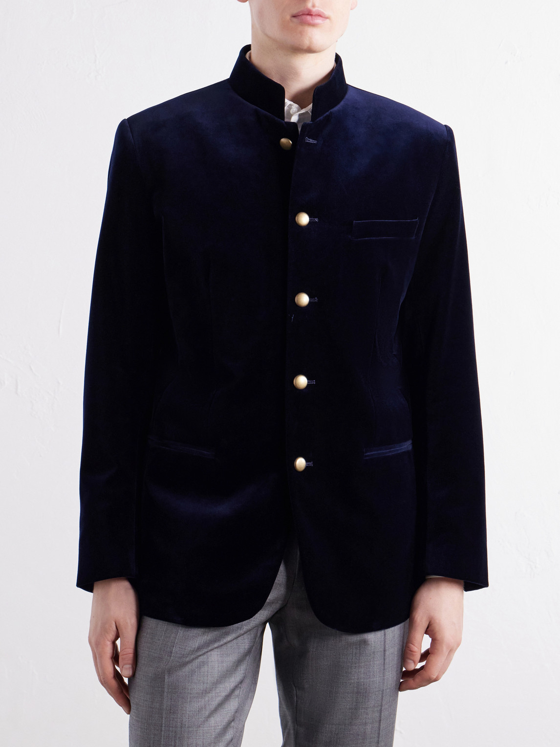 Nehru Cotton-Velvet Blazer