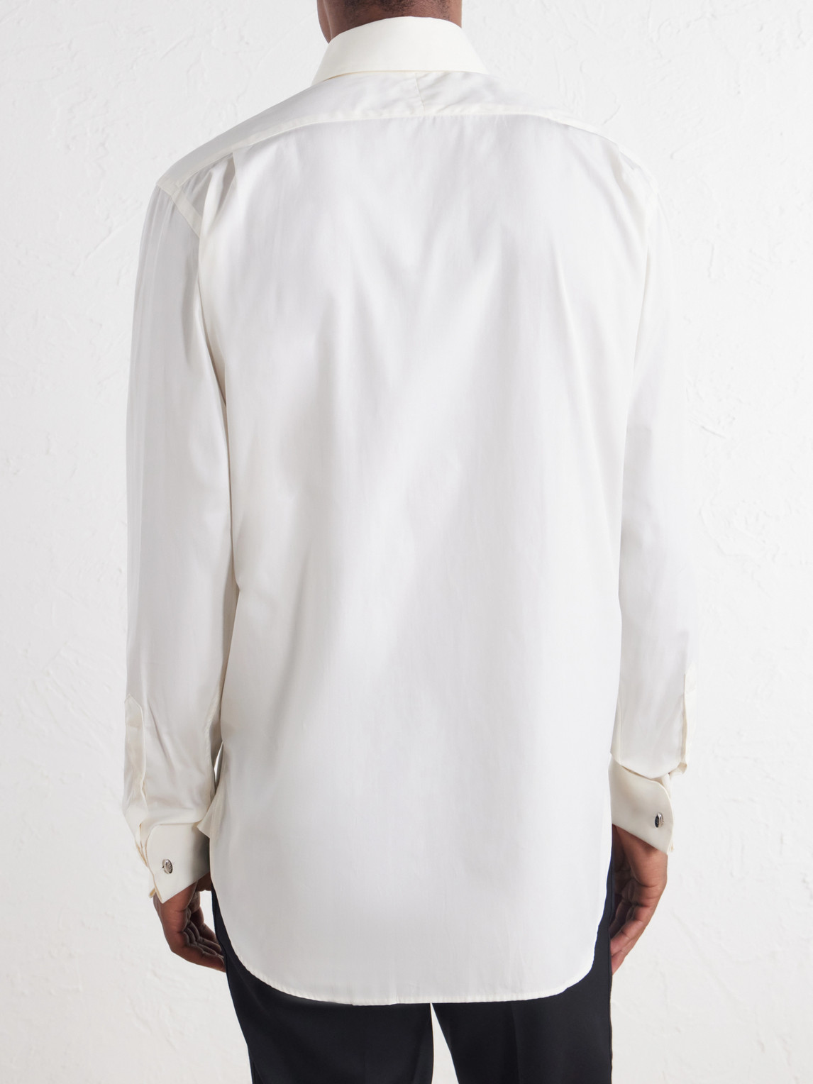 Classic-Collar Pintucked Cotton-Poplin Tuxedo Shirt