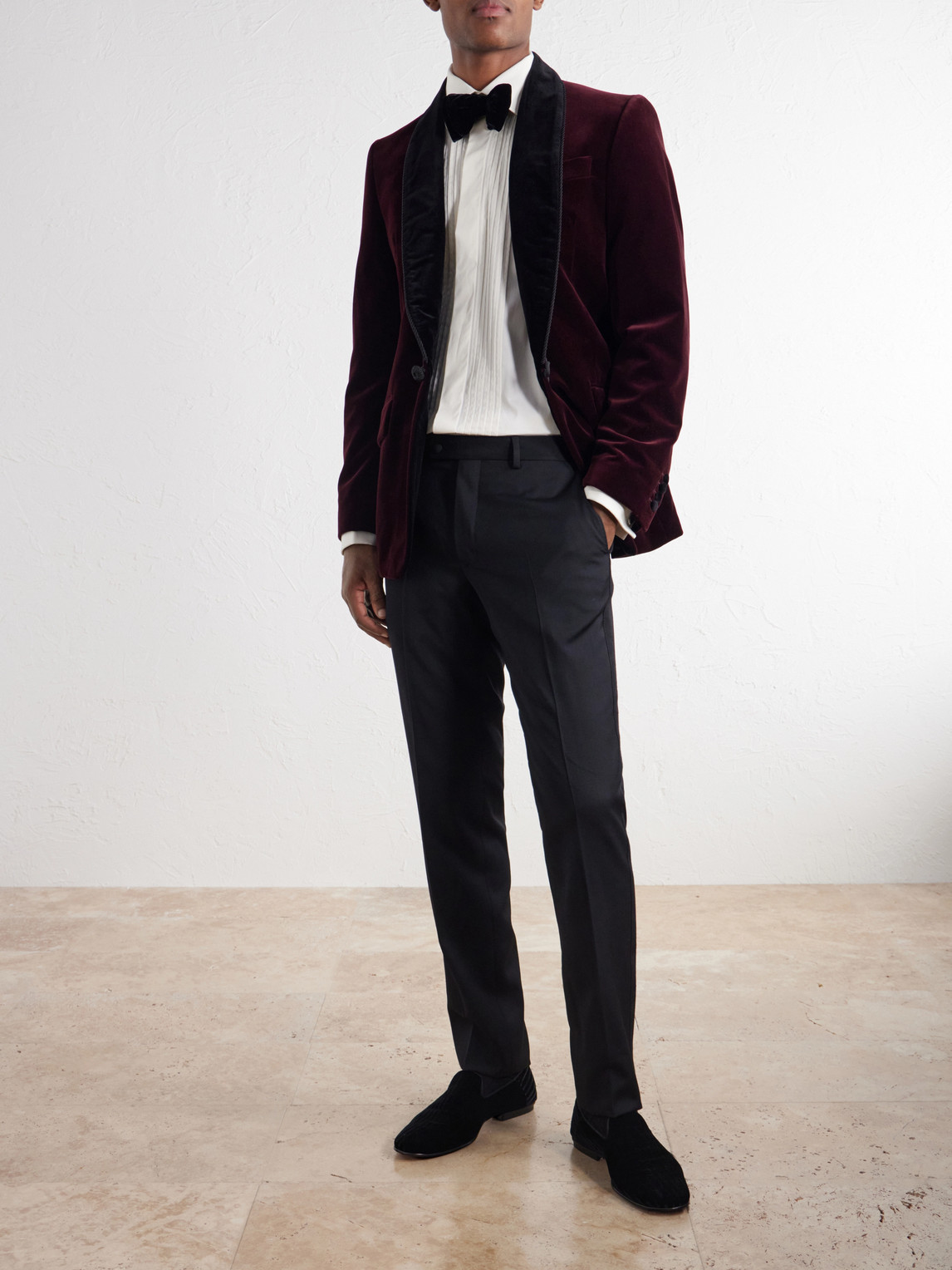 Classic-Collar Pintucked Cotton-Poplin Tuxedo Shirt