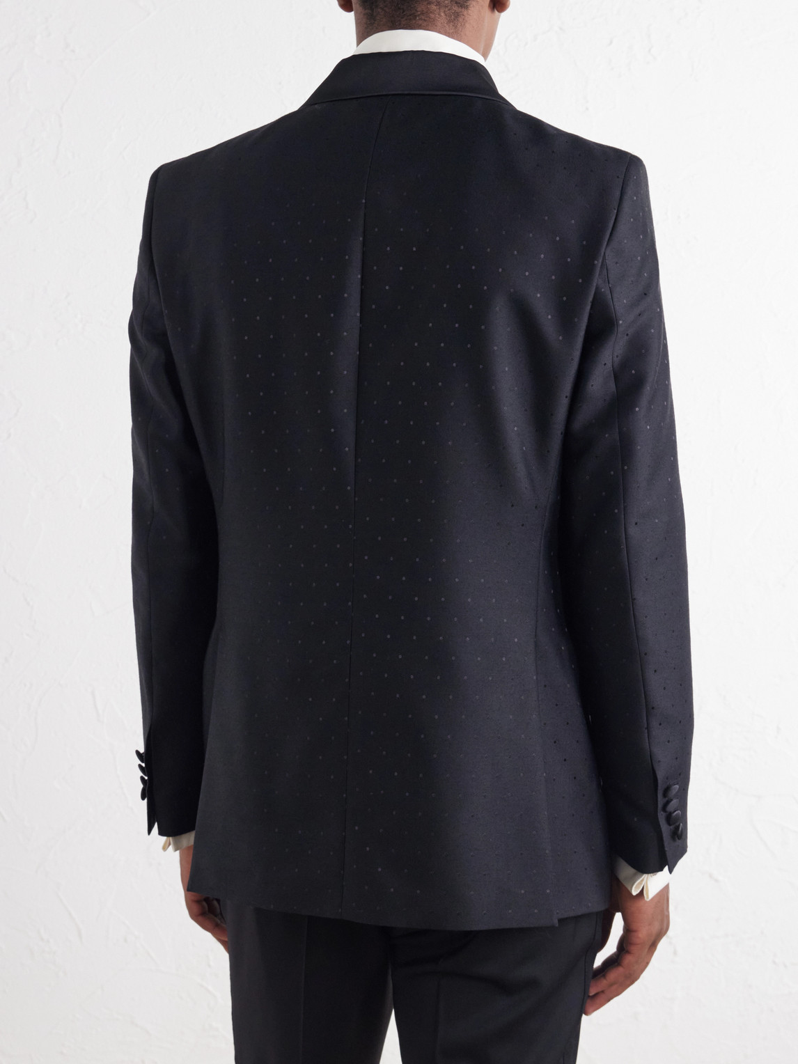 Polka-Dots Wool And Silk-Blend Tuxedo Jacket